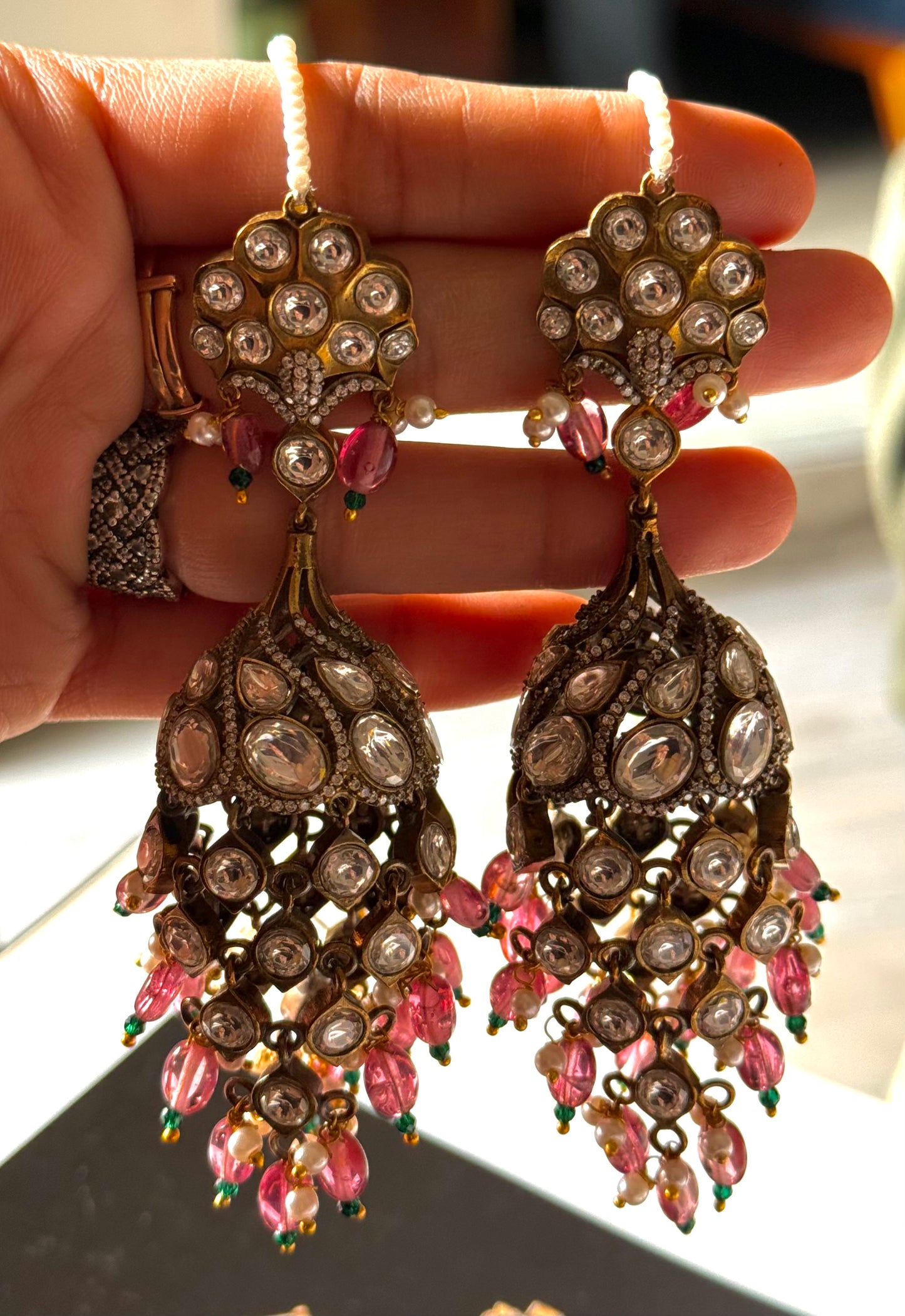 Victorian floral polki jhumka