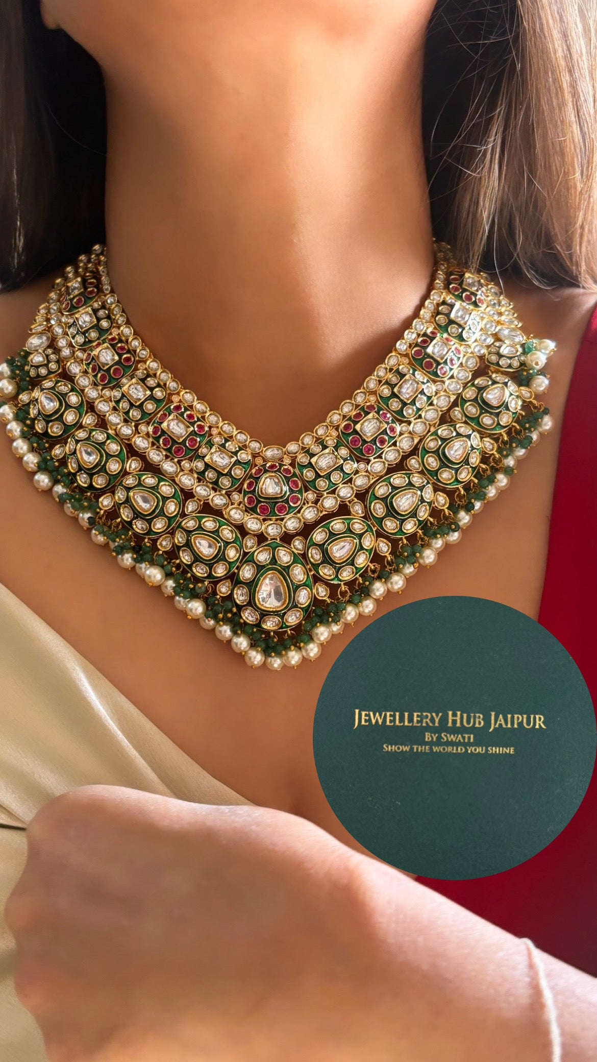 Bridal Asia inspired Chandi polki necklace