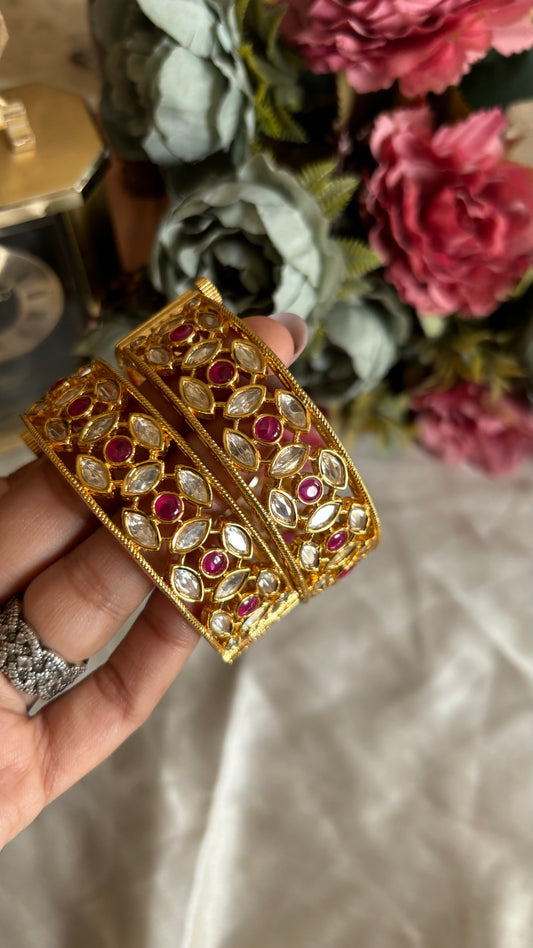 Ruby moissante polki bangles