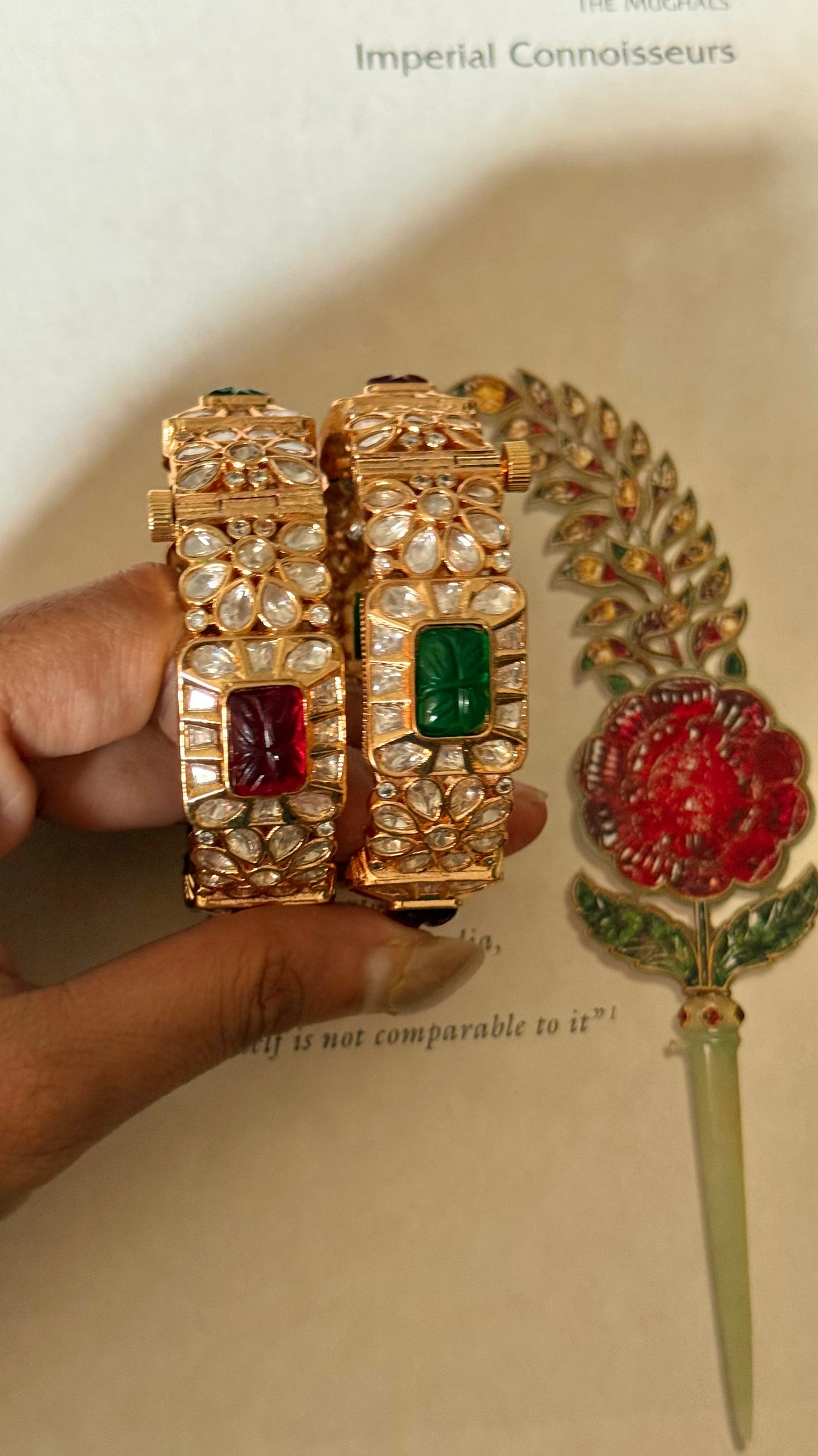 Ruby & emerald moissanite openable bangle