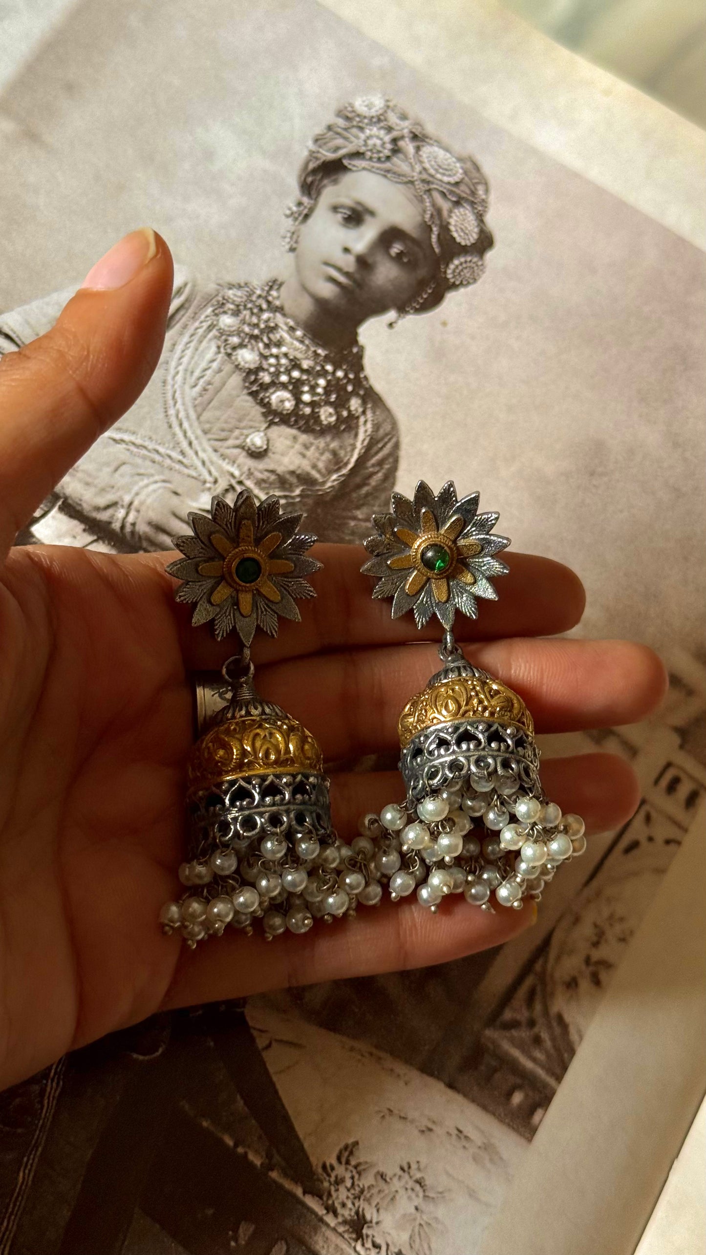Emerald floral Garo tribal Earrings