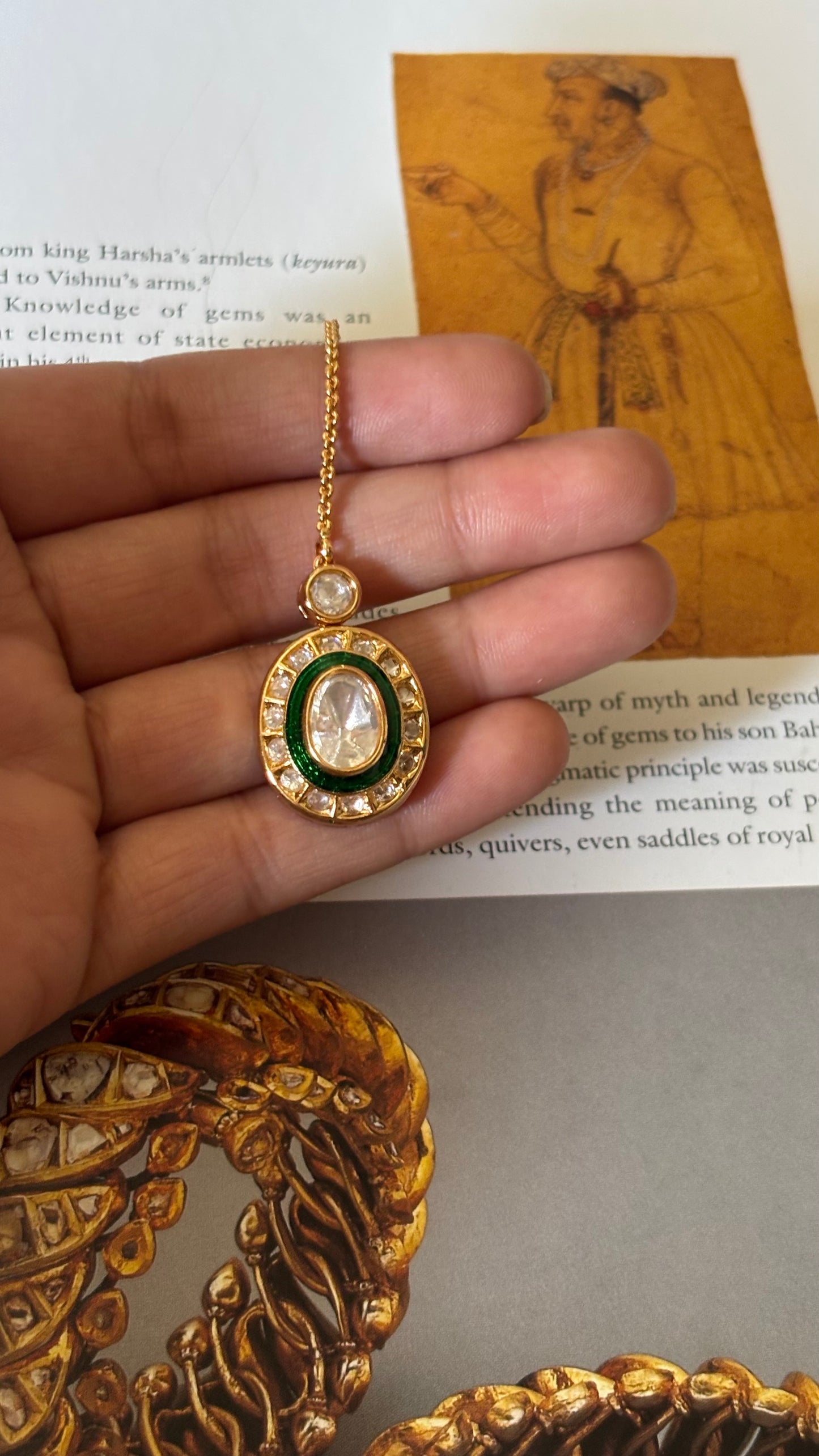 Emerald Meenakari maangtika
