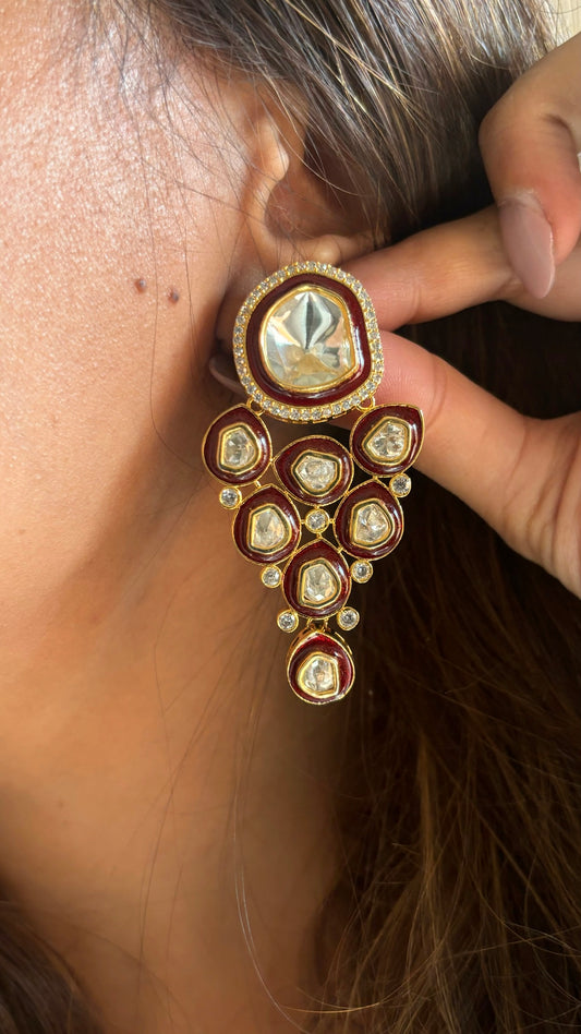 Uncut ruby meenakari danglers