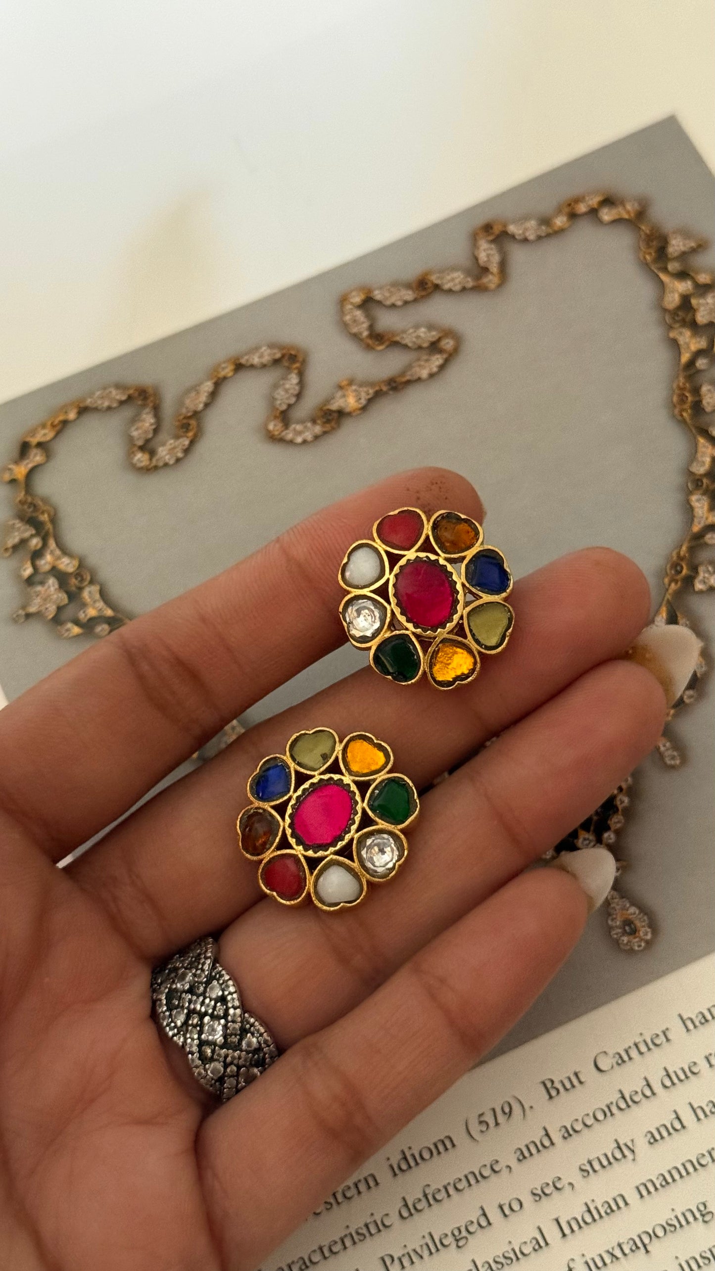 Paachi Navratna studs