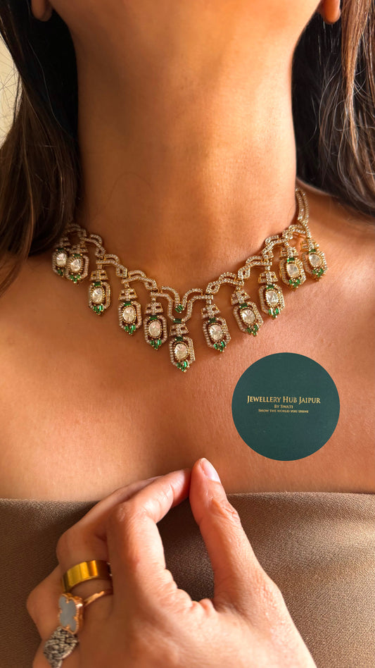 emerald diamond victorian necklace