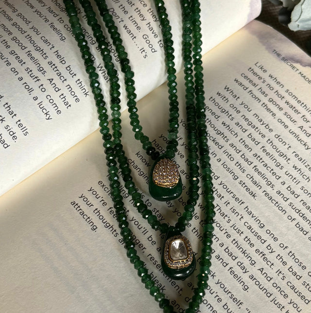 Emerald Victorian polki necklace