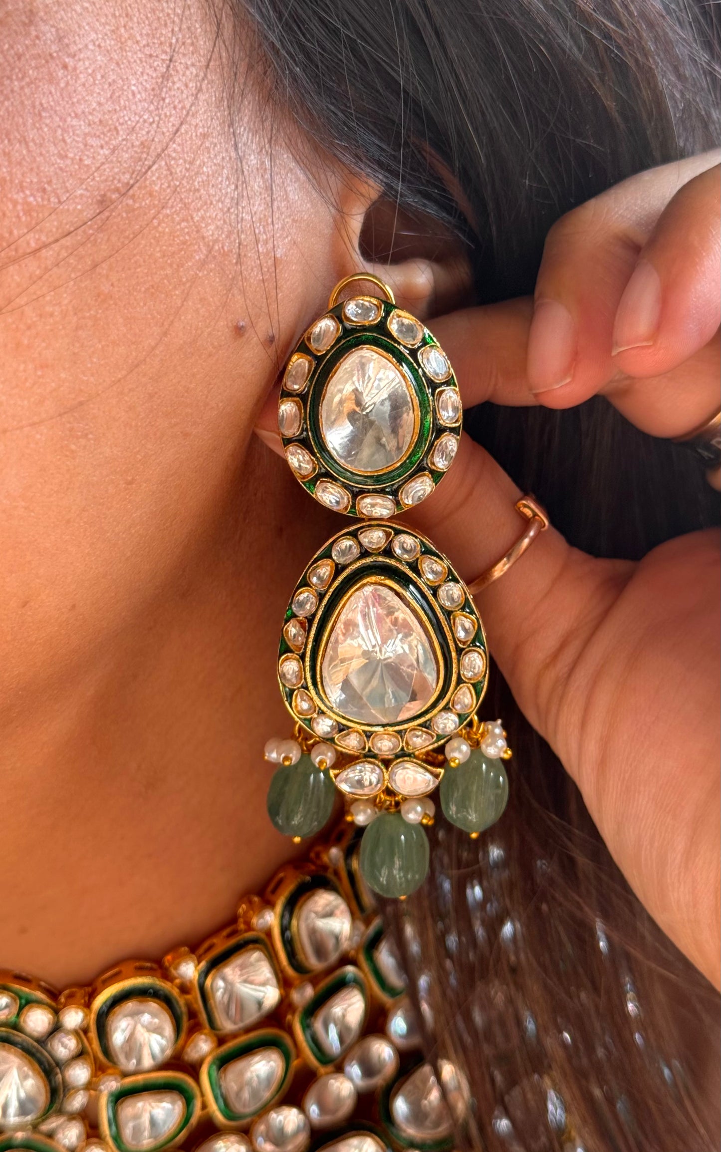 emerald meenakari heritage choker set