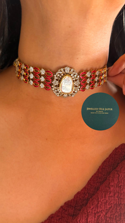 Uncut peel polki ruby ,eenkakari choker