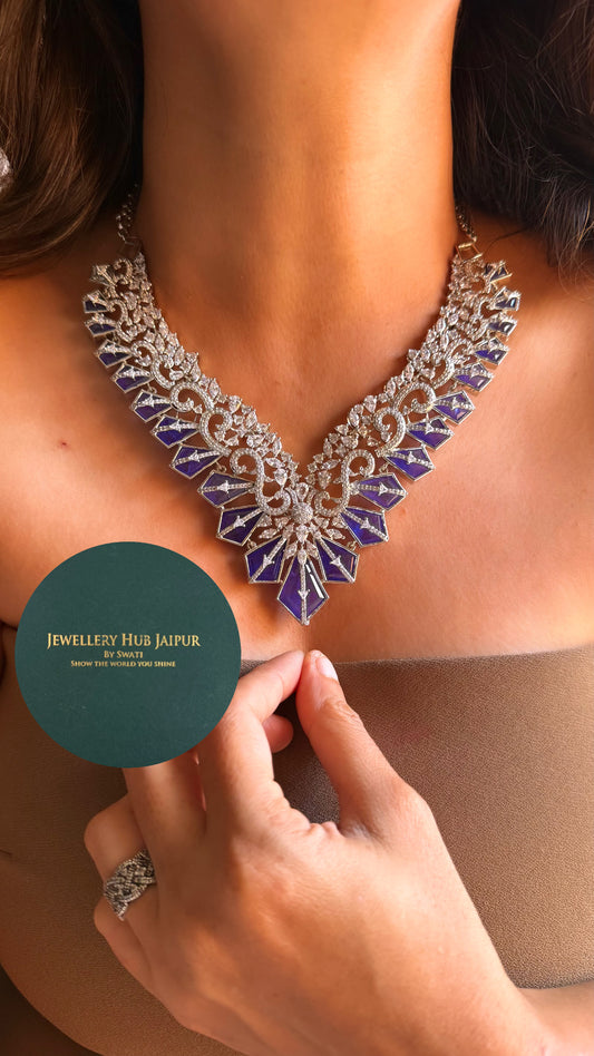 Sapphire doublet & cz diamond designer cocktail collar set