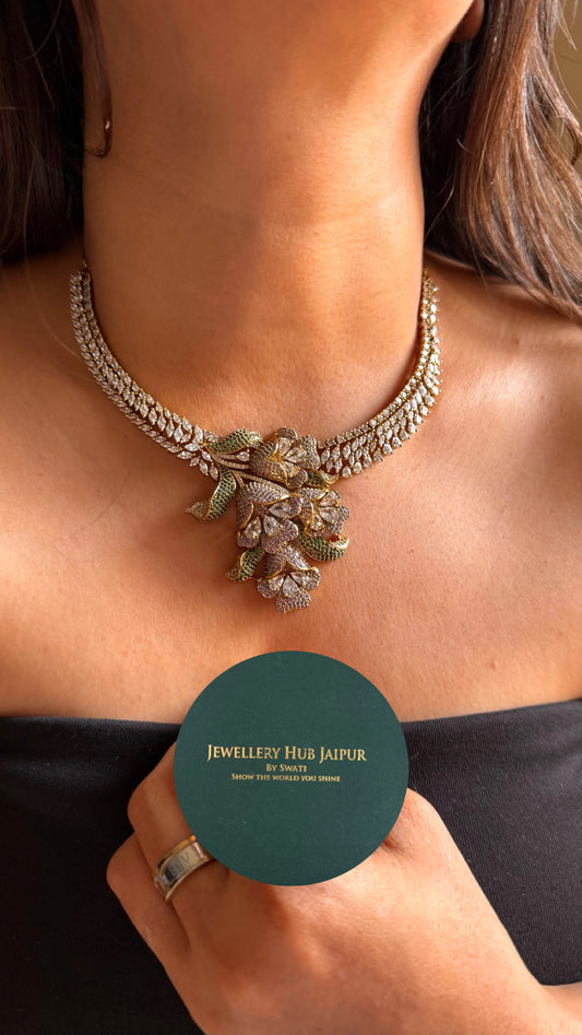 Tanzanite floral designer cocktail Necklace