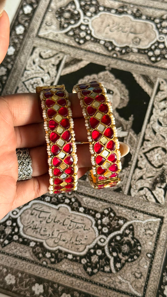 Paachi Ruby & mother of pearls openable bangle