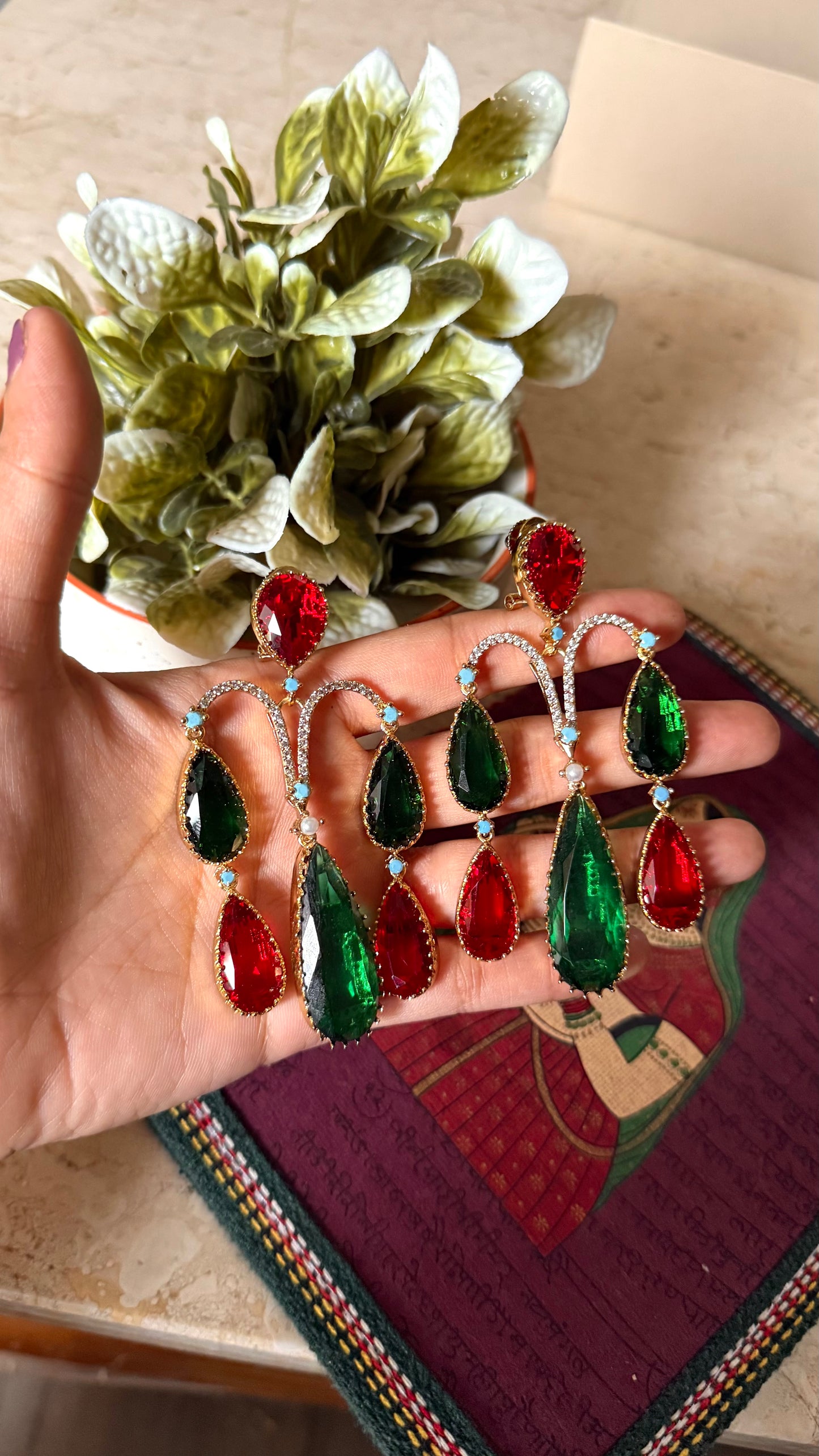 Sabyasachi inspired emerald & ruby earrings