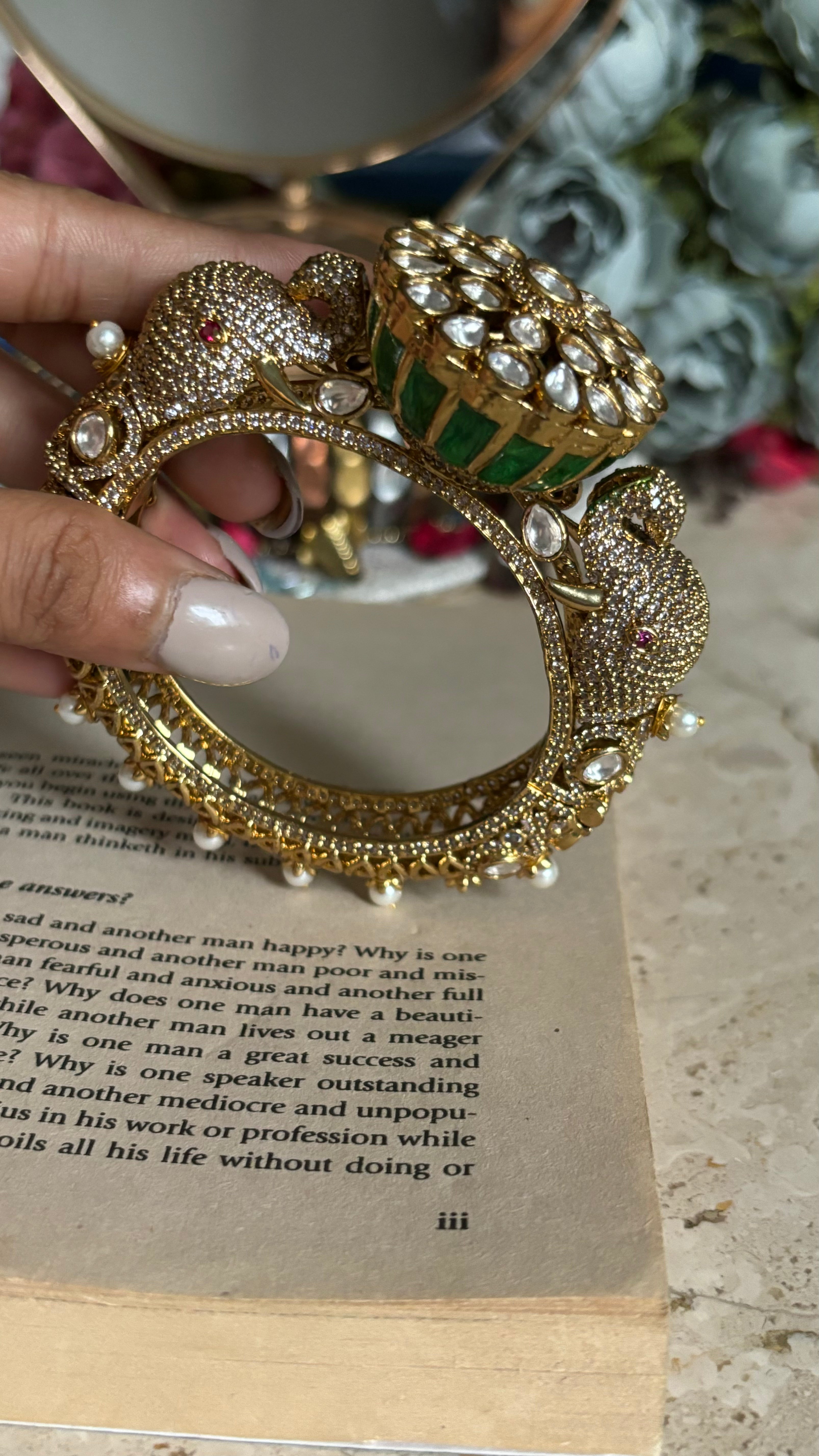 Gajanand bangles with emerald meena