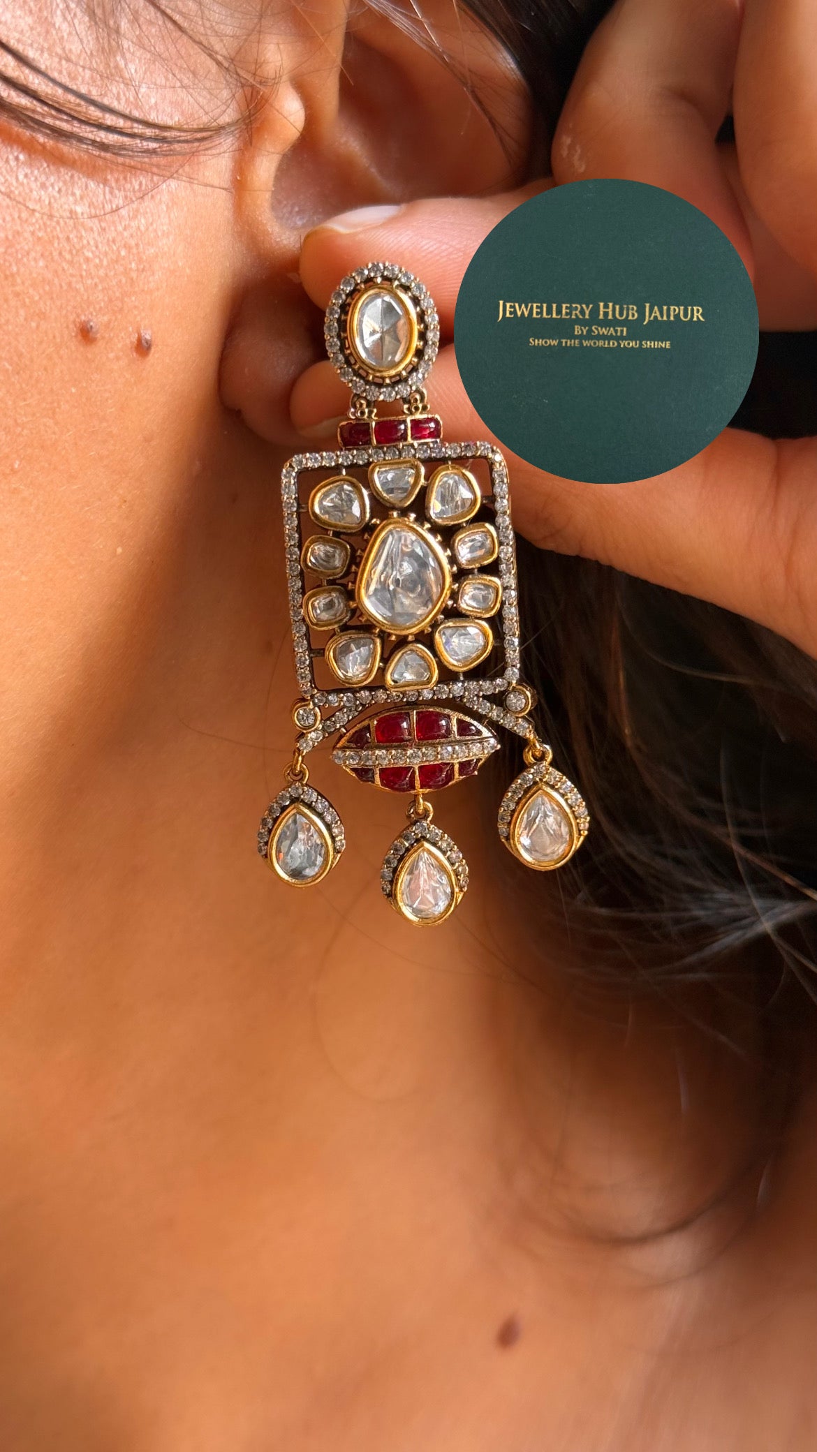 Rani pink katdana moissanite uncut polki Victorian choker set