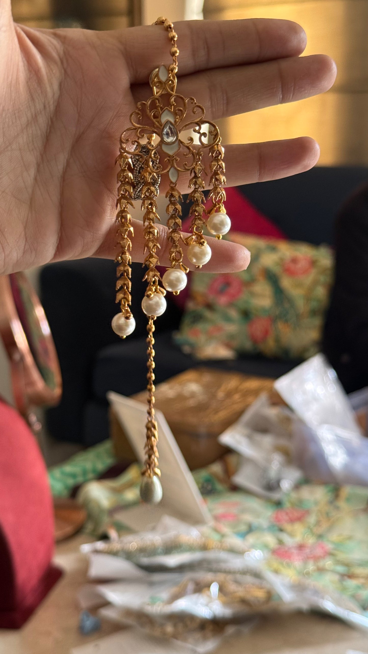 Amrapali inspired pearl danglers
