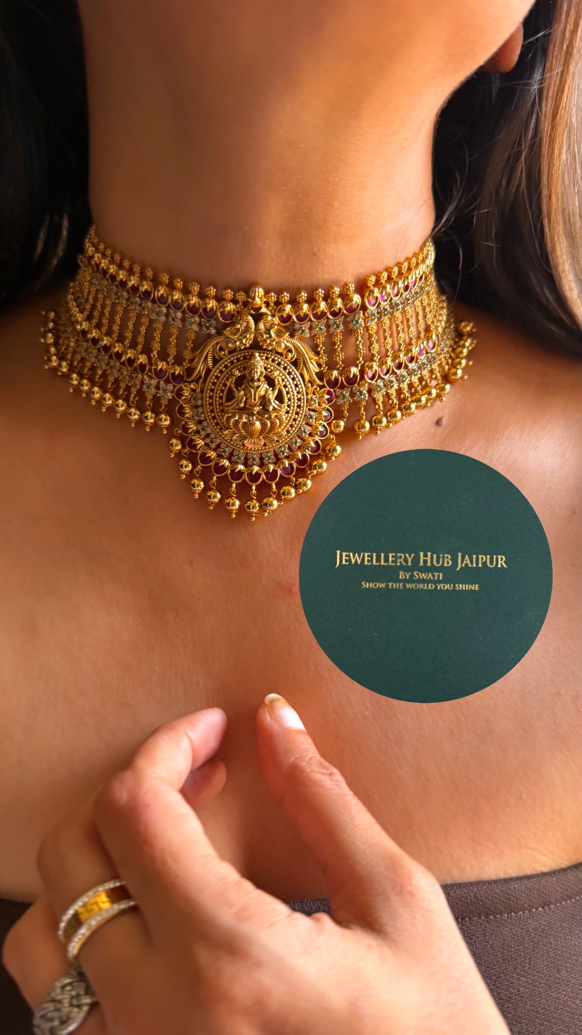 Goddess Laxmi & ruby temple choker set
