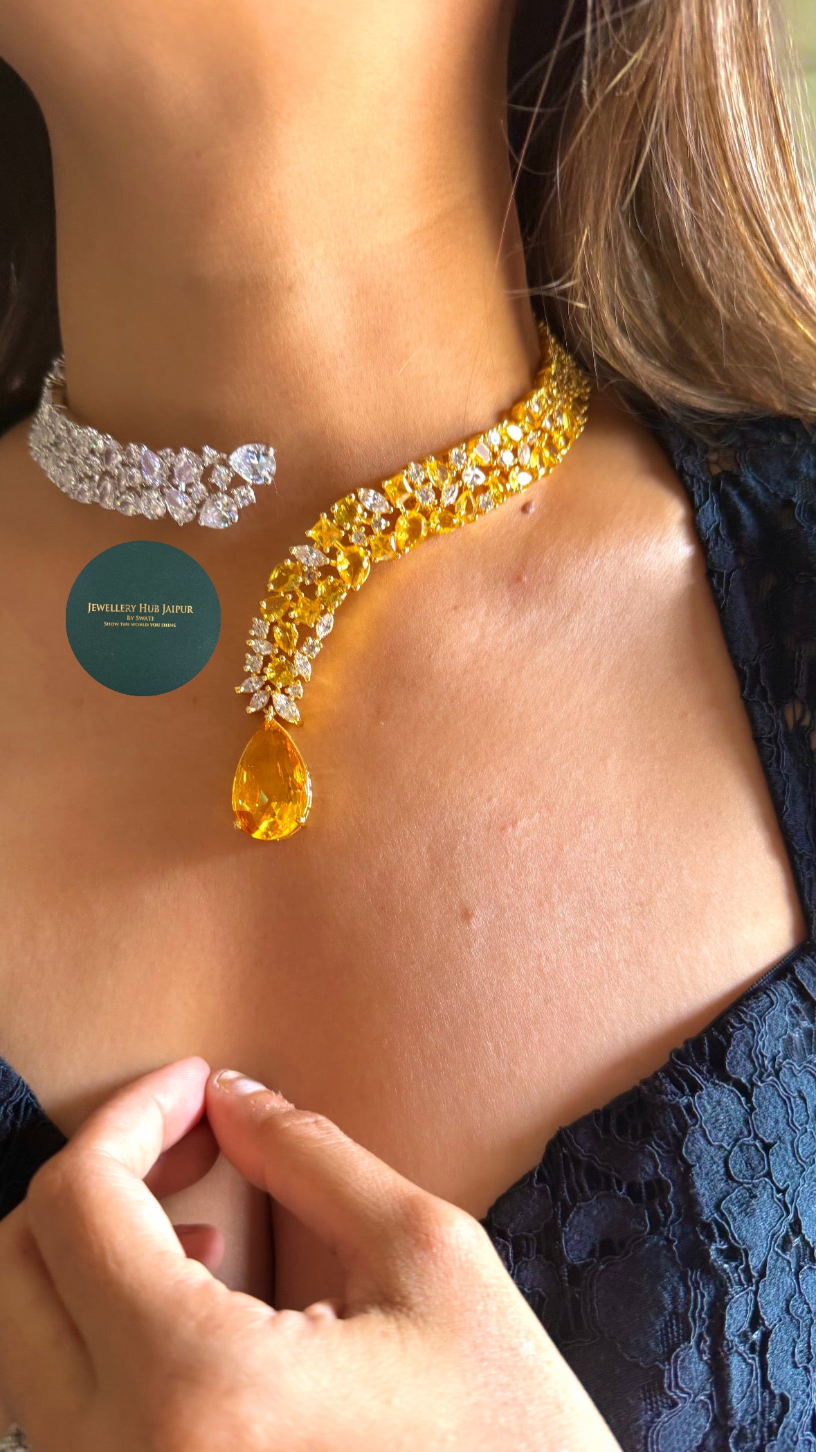 Ojasvi Topaz doublet designer necklace
