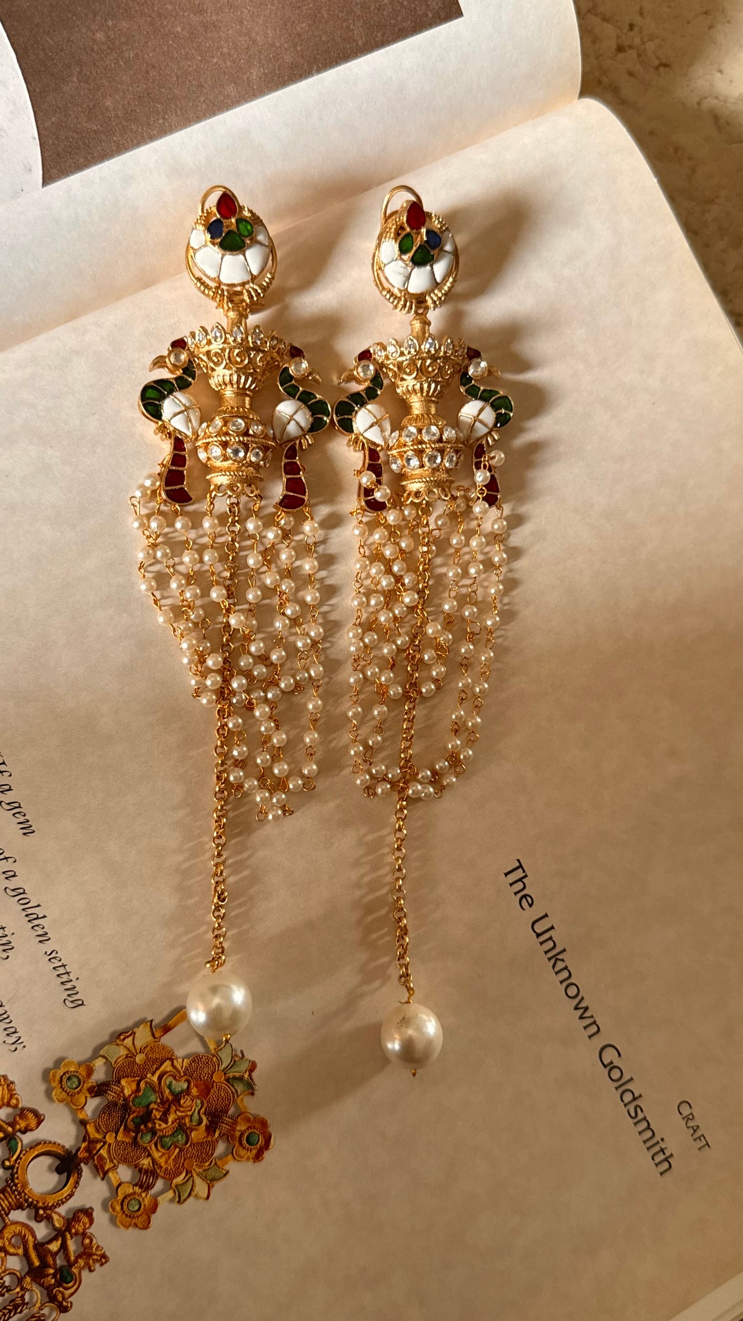 Emerald & ruby katdana peacock designer earrings
