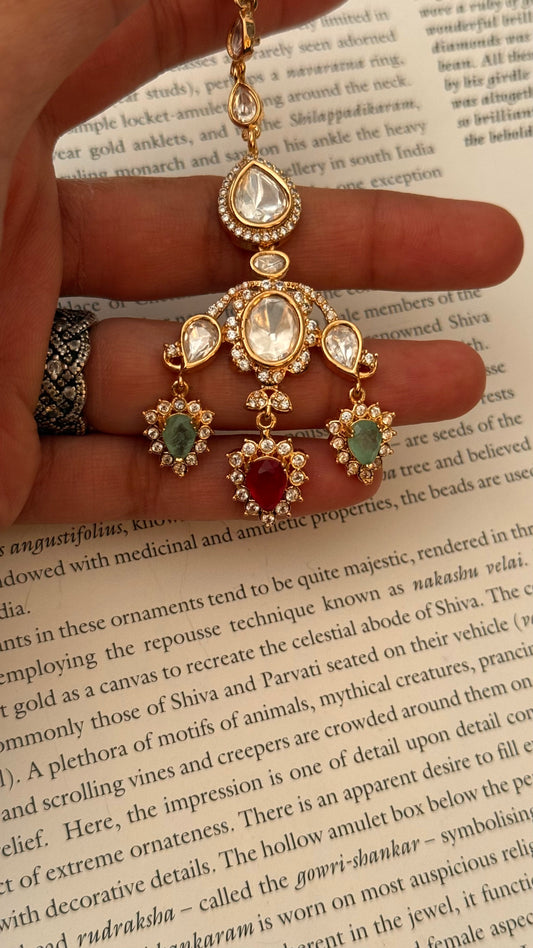 ruby mint victorian Maangtikka