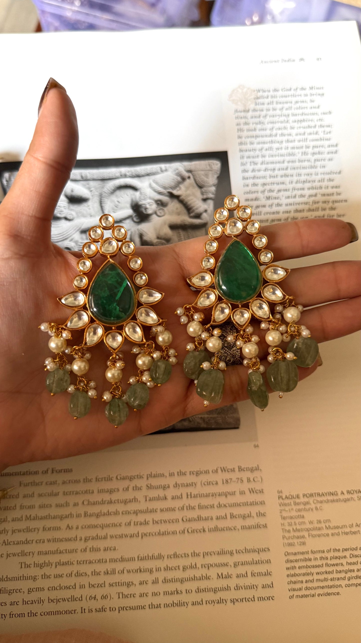 Emerald & mint moissanite earrings