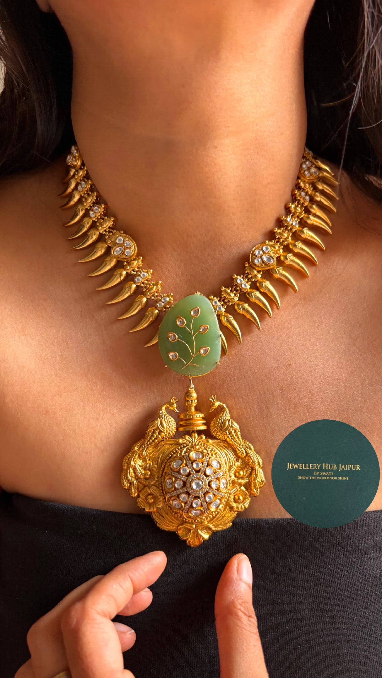 Amrapali inspired Mint swarna royal mayur Necklace