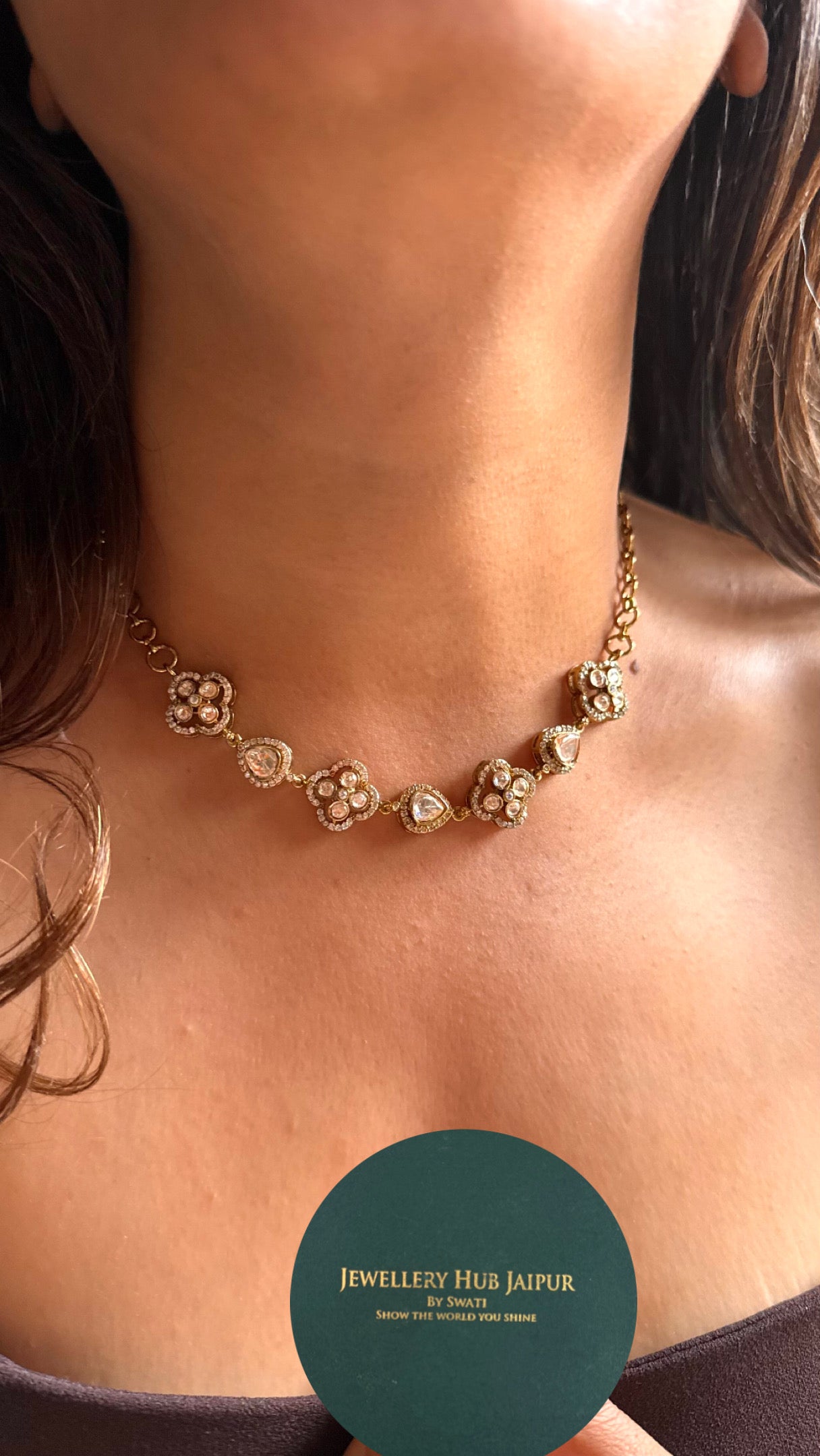 Peeli polki floral Victorian minimalist Necklace