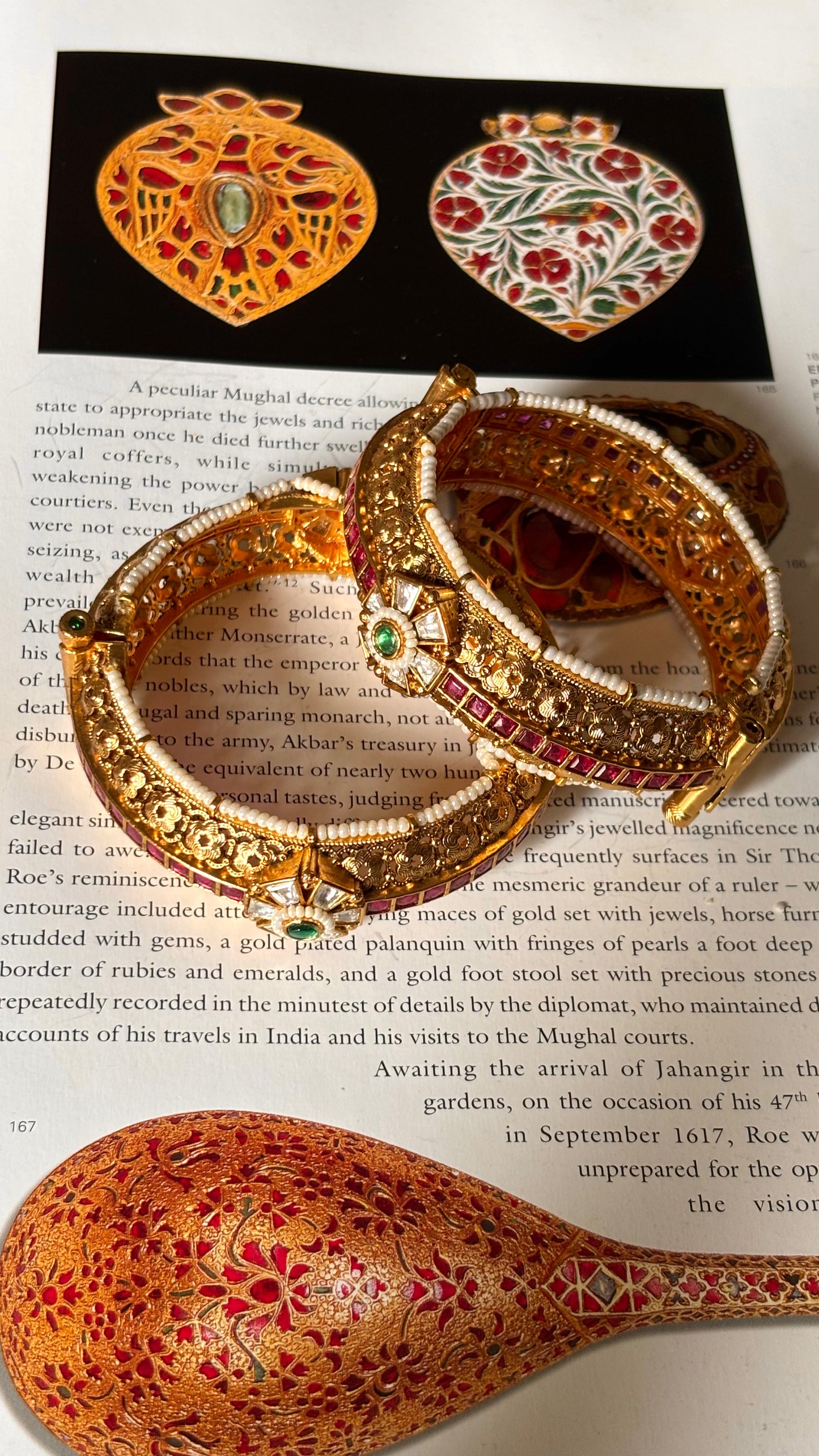 Emerald & Ruby with floral rajwada openable bangles