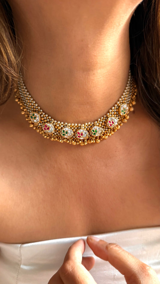 Rajwada Basra pearl inlay choker