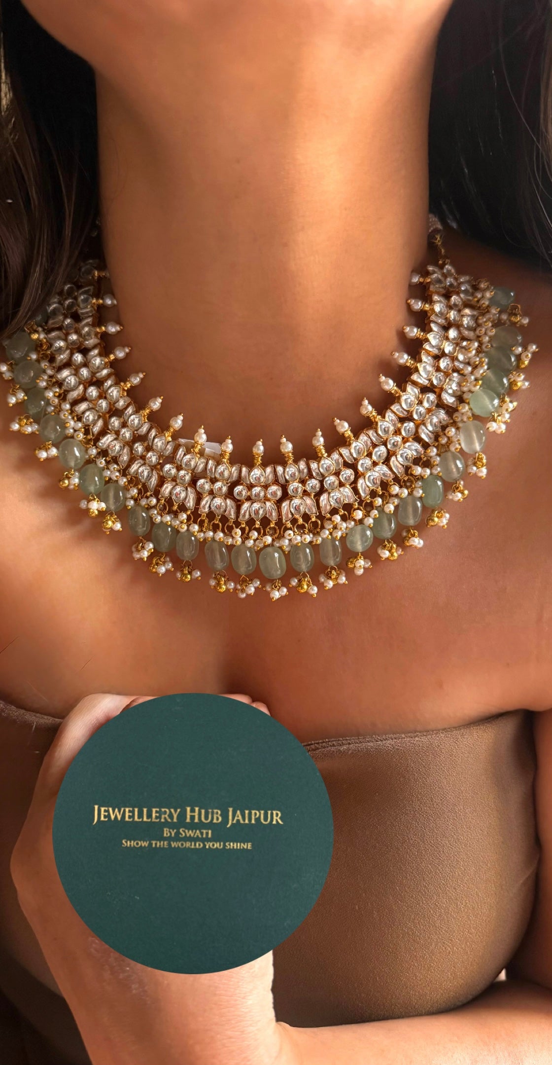Lotus inspired paachi kundan collar Necklace