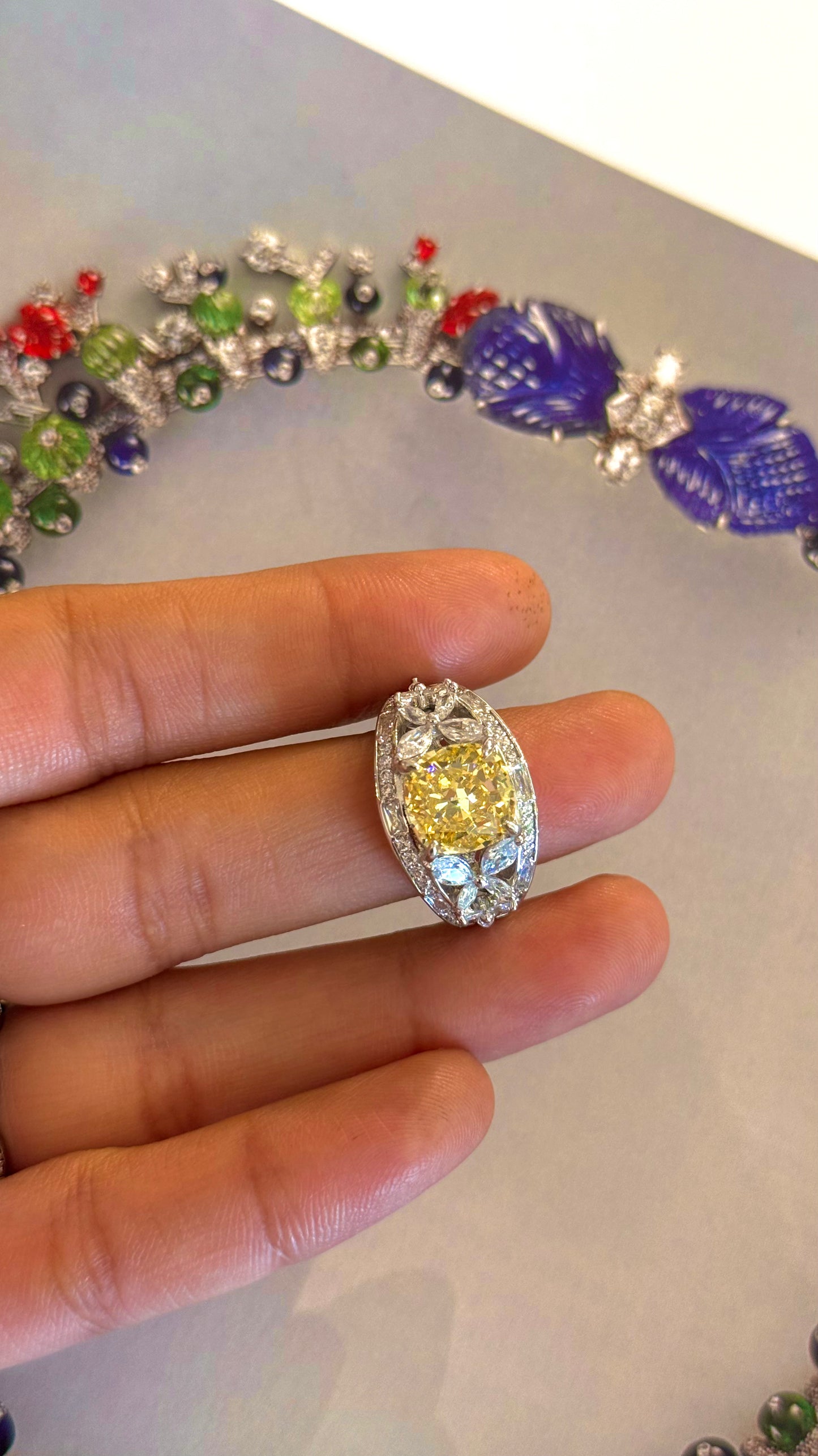 Citrine cz diamond designer cocktail ring
