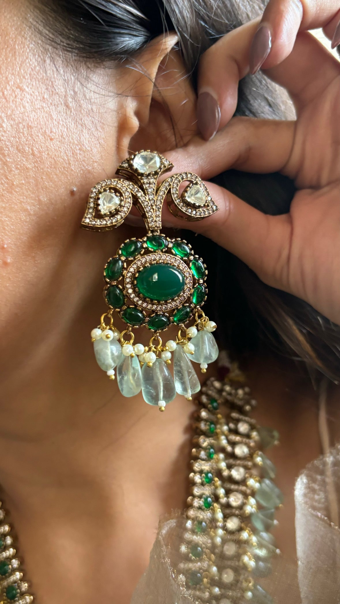 Emerald Moissanite rani haar