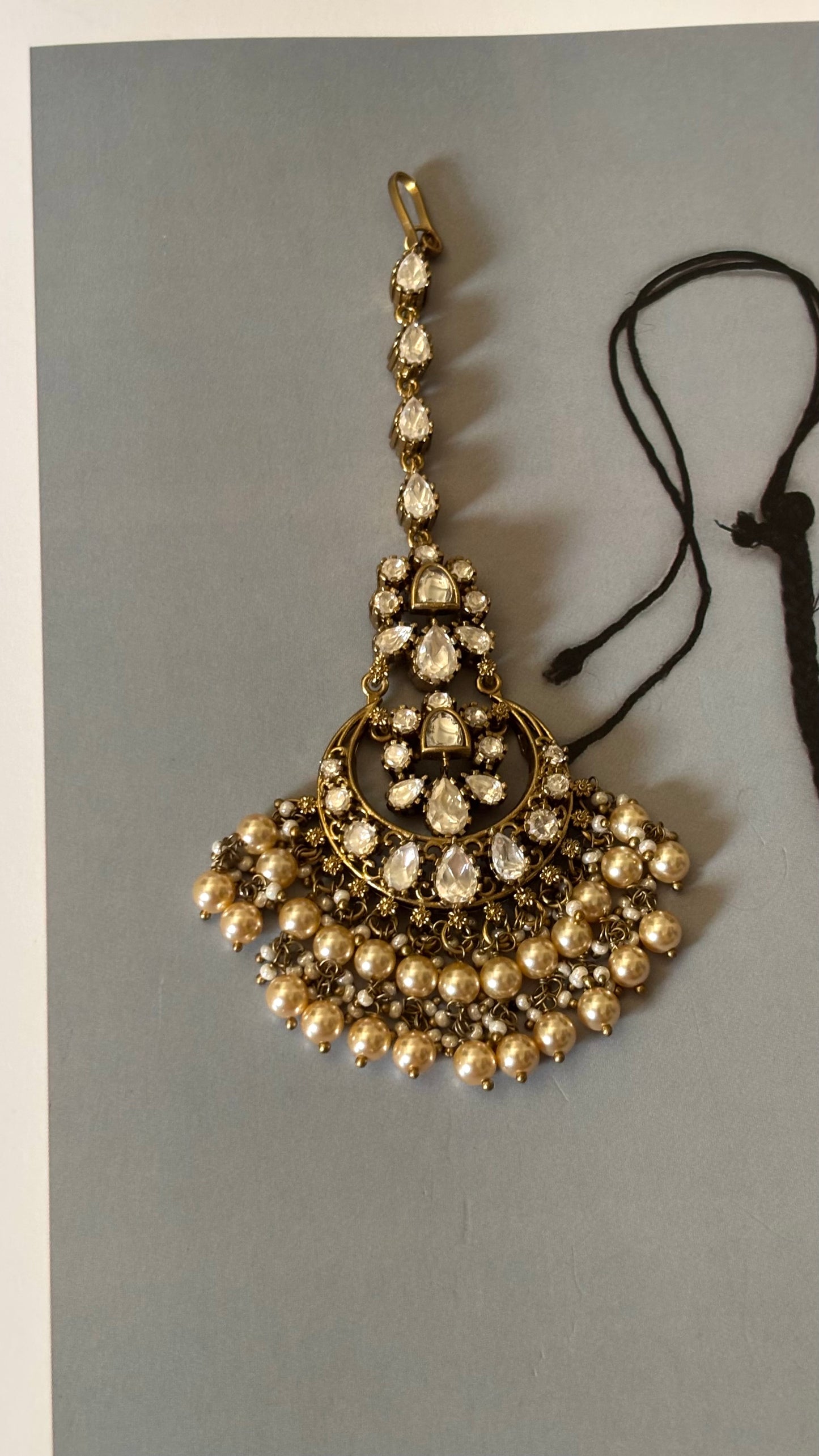 cz diamond Victorian with drops  maangtika