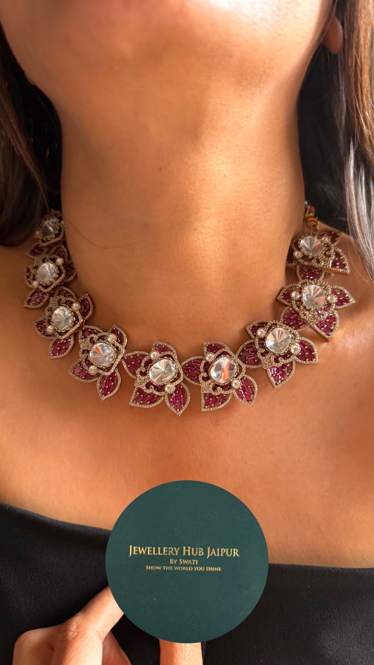 uncut polki ruby cocktail necklace