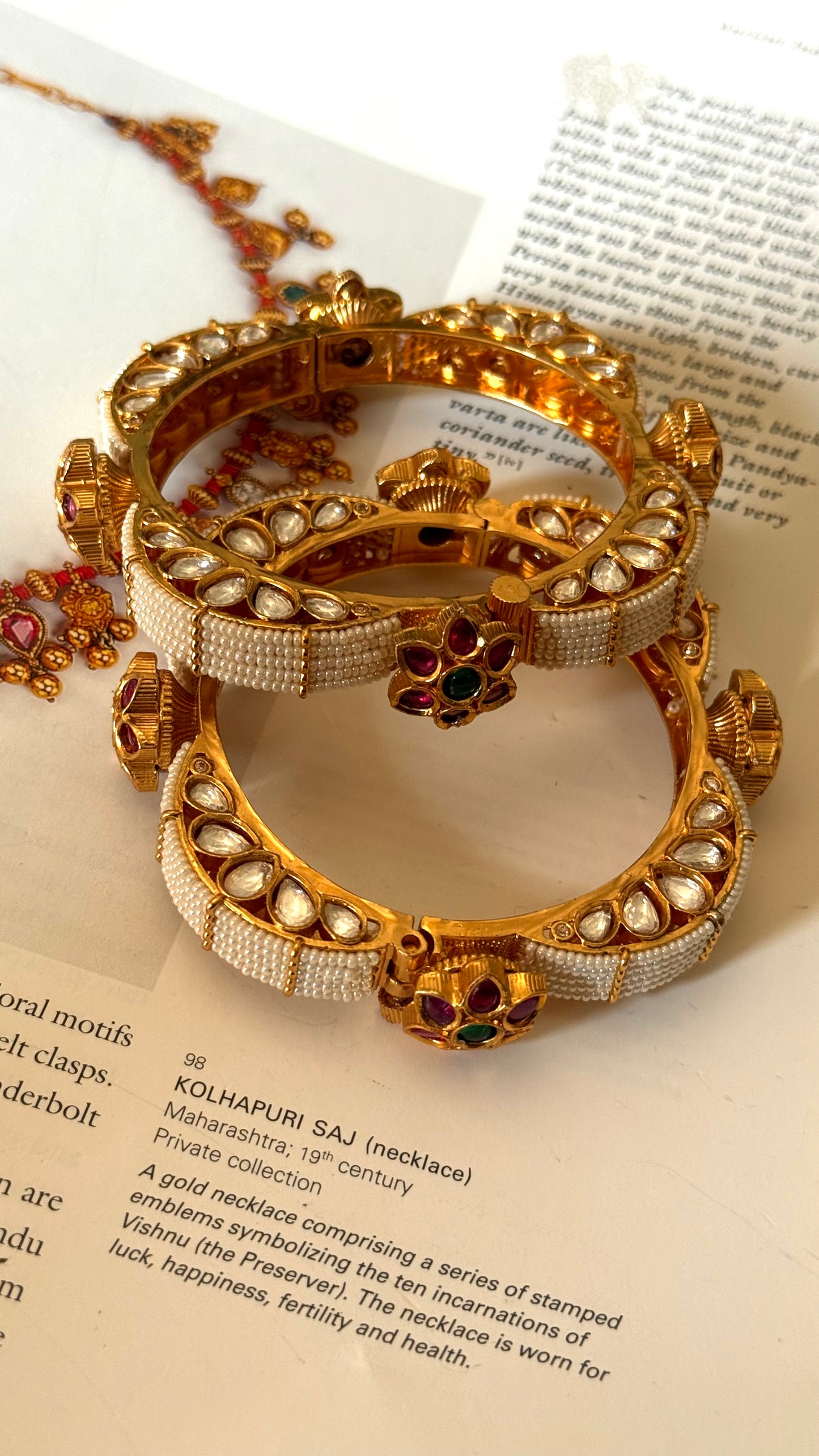 Heritage pearl designer rajwada openable bangles