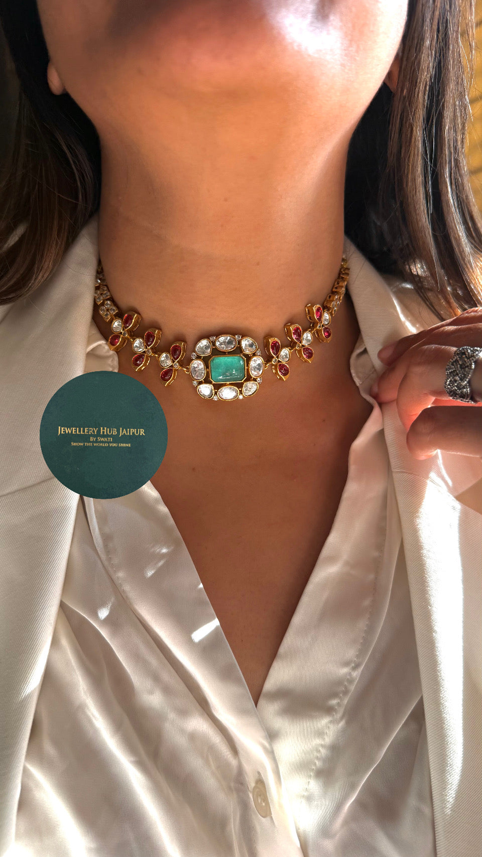 mint & rani pink choker minimal set