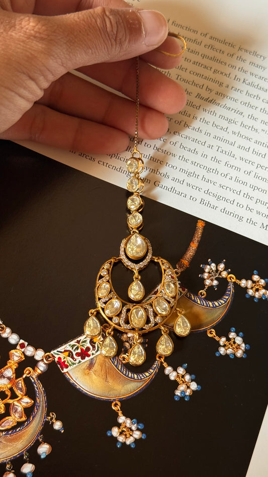 Real moissanite Chandbali maangtikka