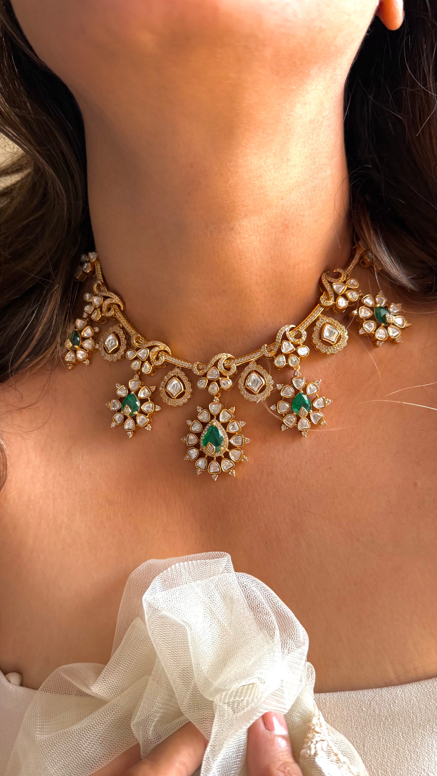 Emerald Designer Collar Necklace