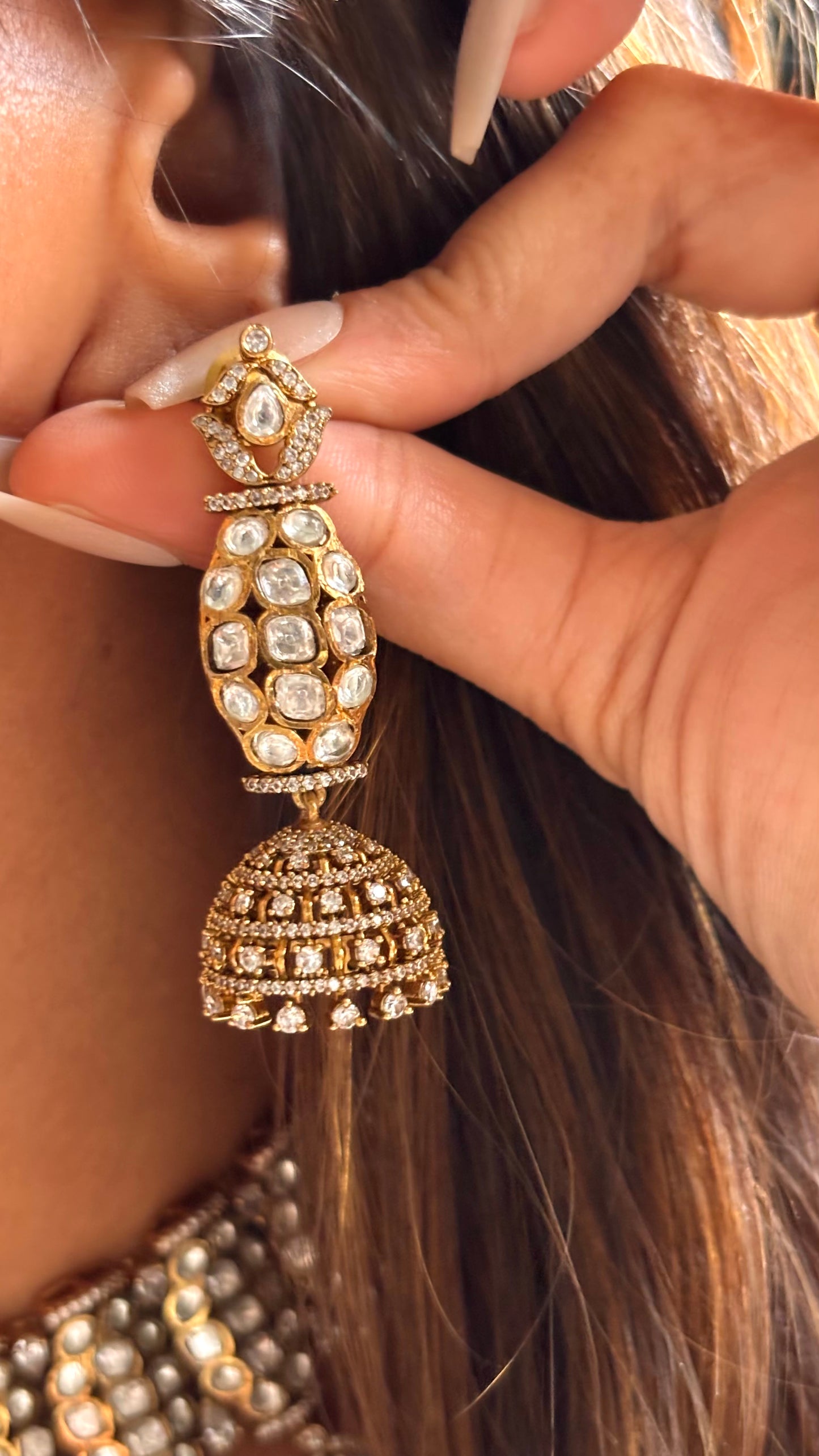 Real Moissanites with pearl detailing victorian necklace