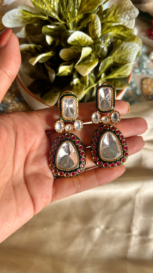 Meenakari polki danglers