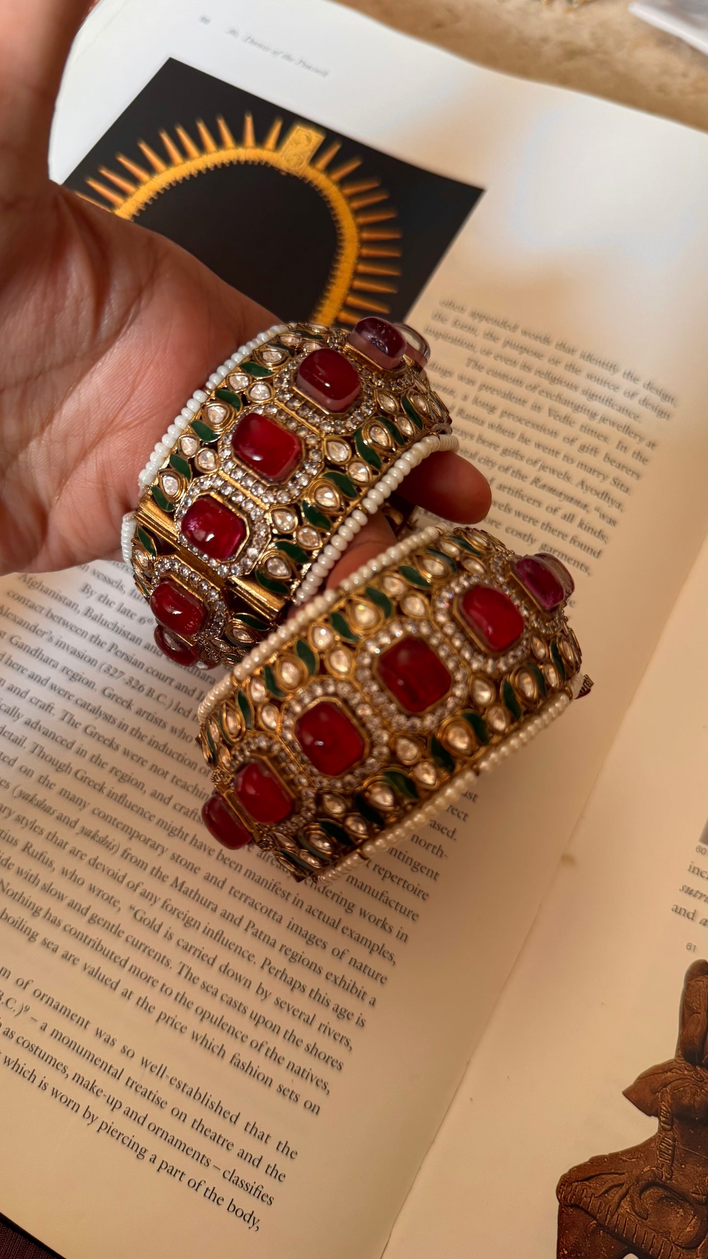 Emerald meenakari and ruby doublet bangles