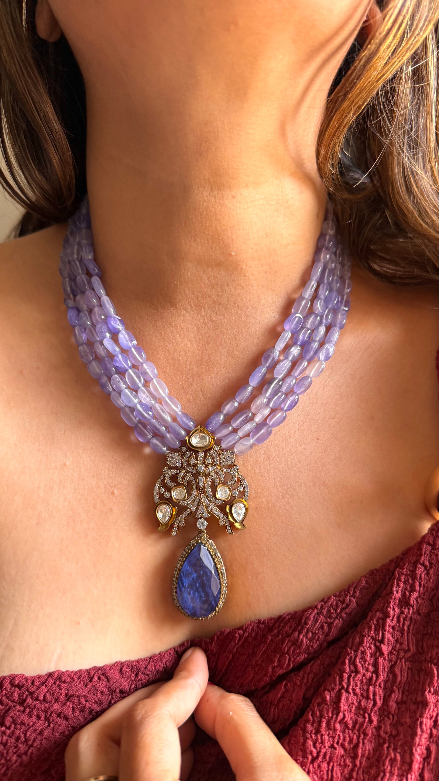 Tanzanite necklace with  Victorian Brooch