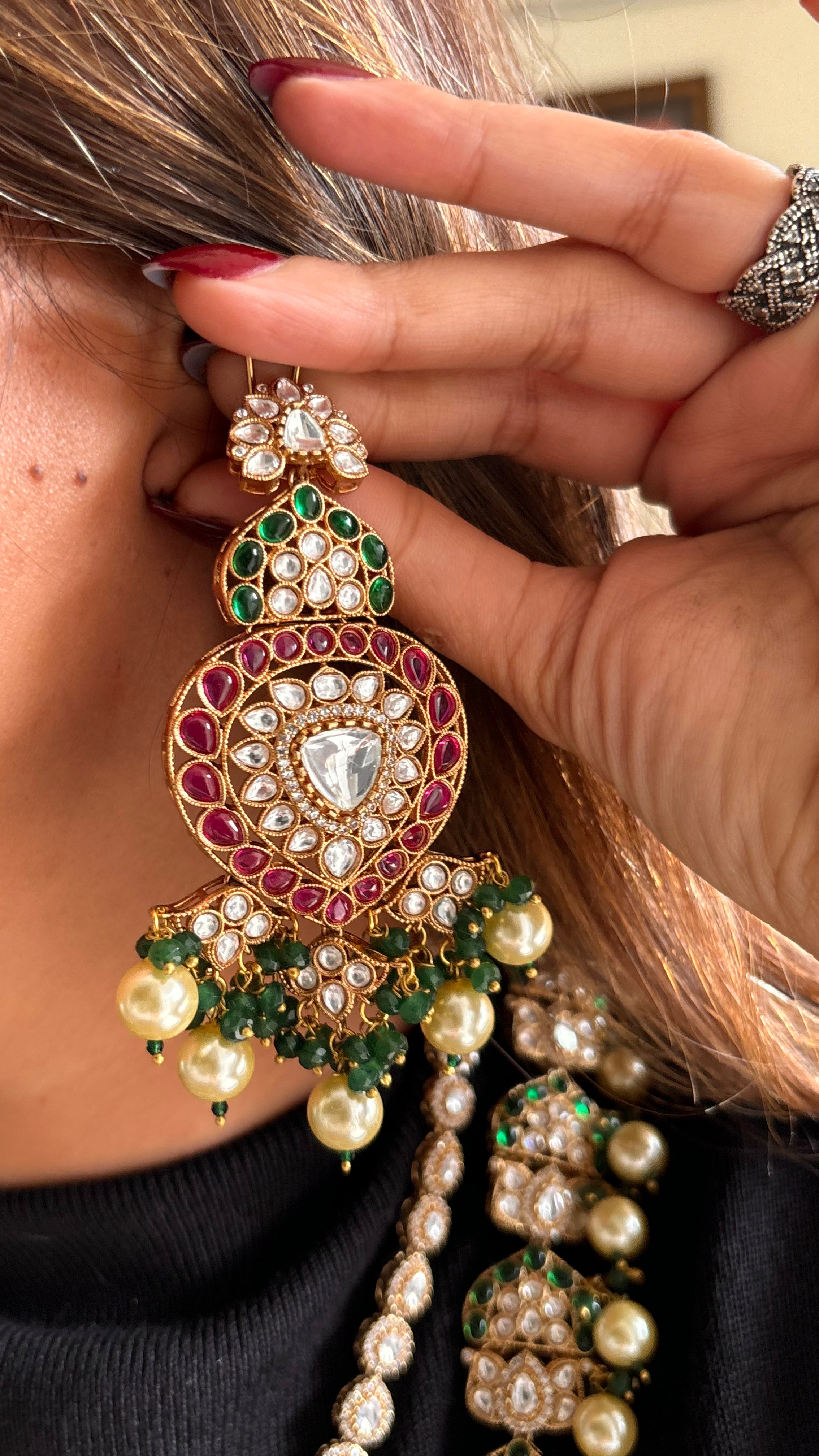 Ruby & emerald Moissanite bridal asia meenakari