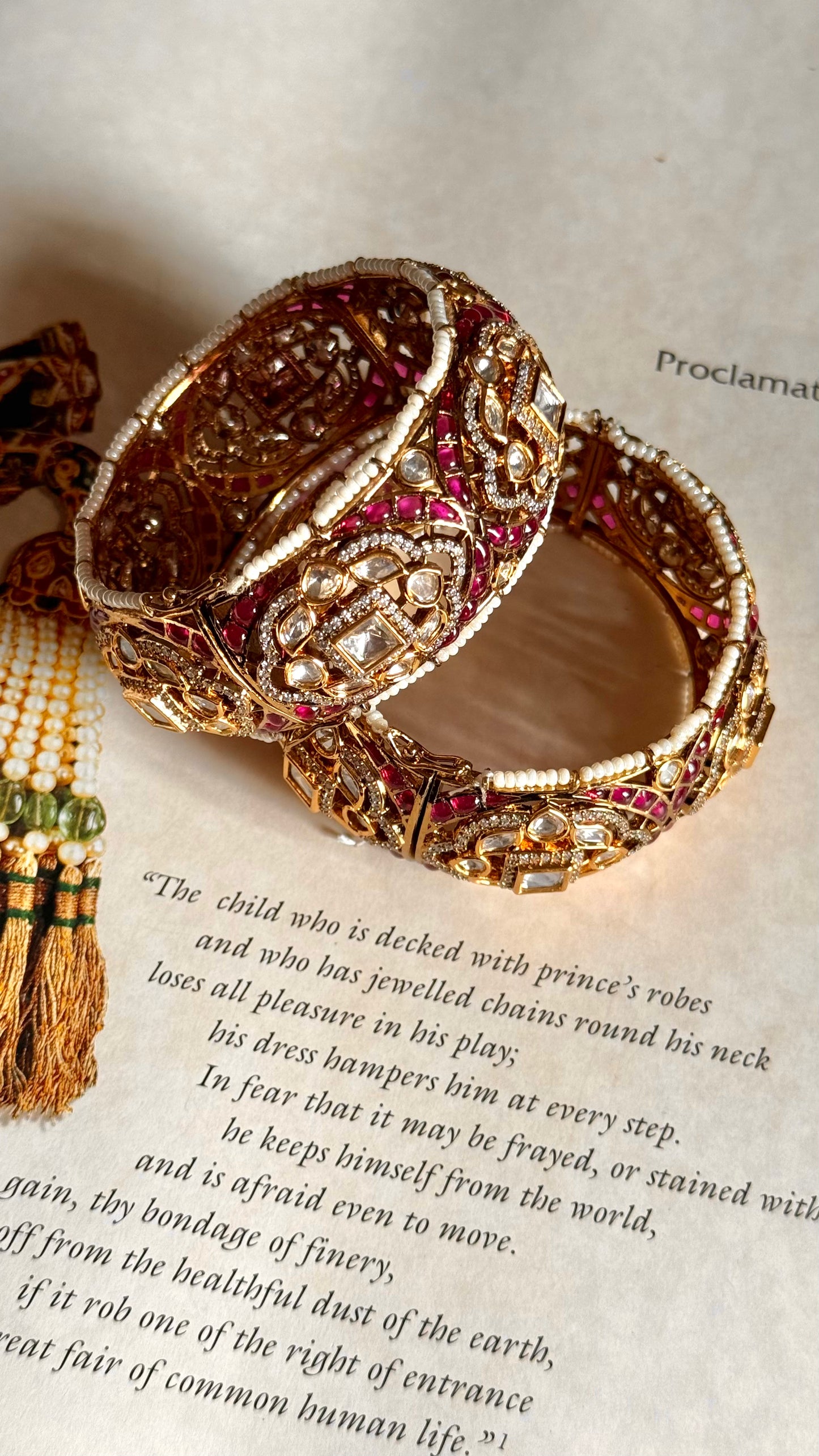 Rani pink moissanite golden bangle