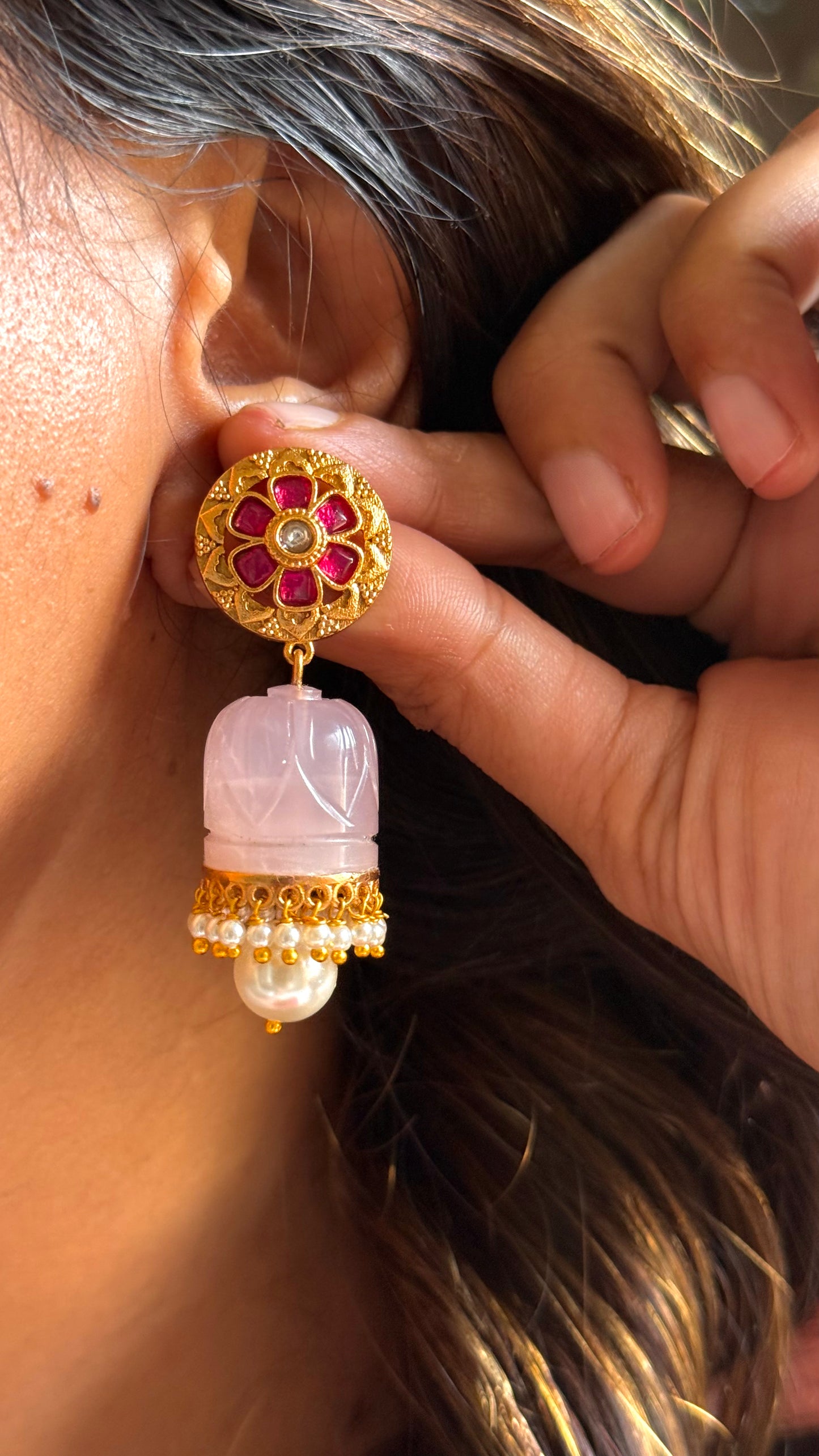 Amrapali inspired carving design jhumki