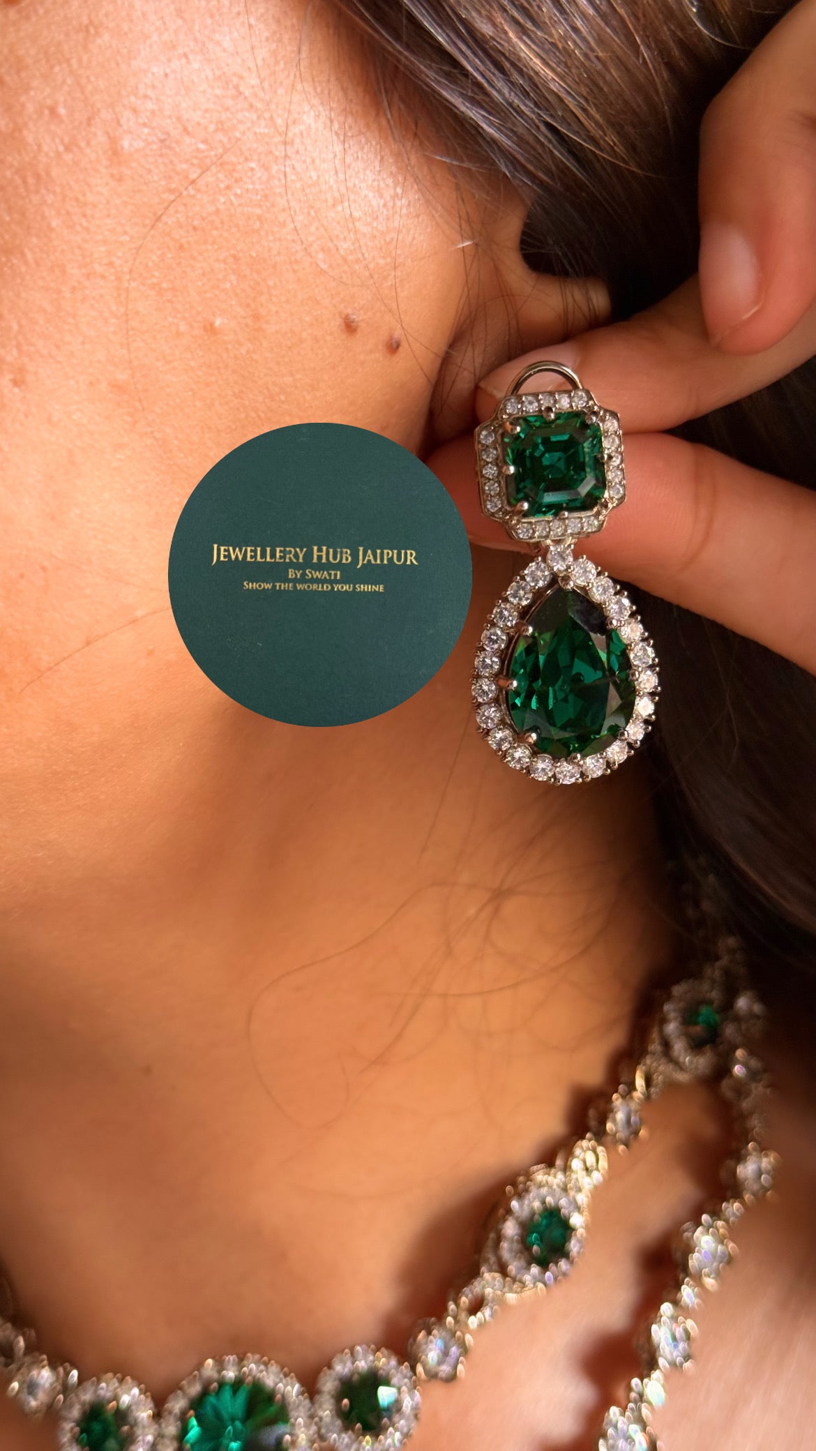 Real Swarovski Sabyasachi inspired Emerald  designer set