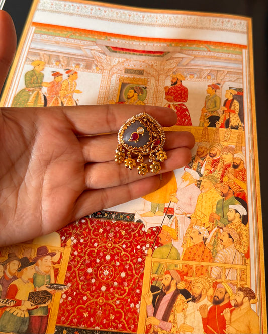 Rajwada peacock inspired adjustable ring