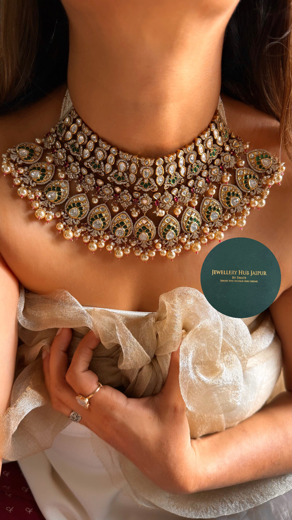 Heritage ruby & emerald bridal choker set