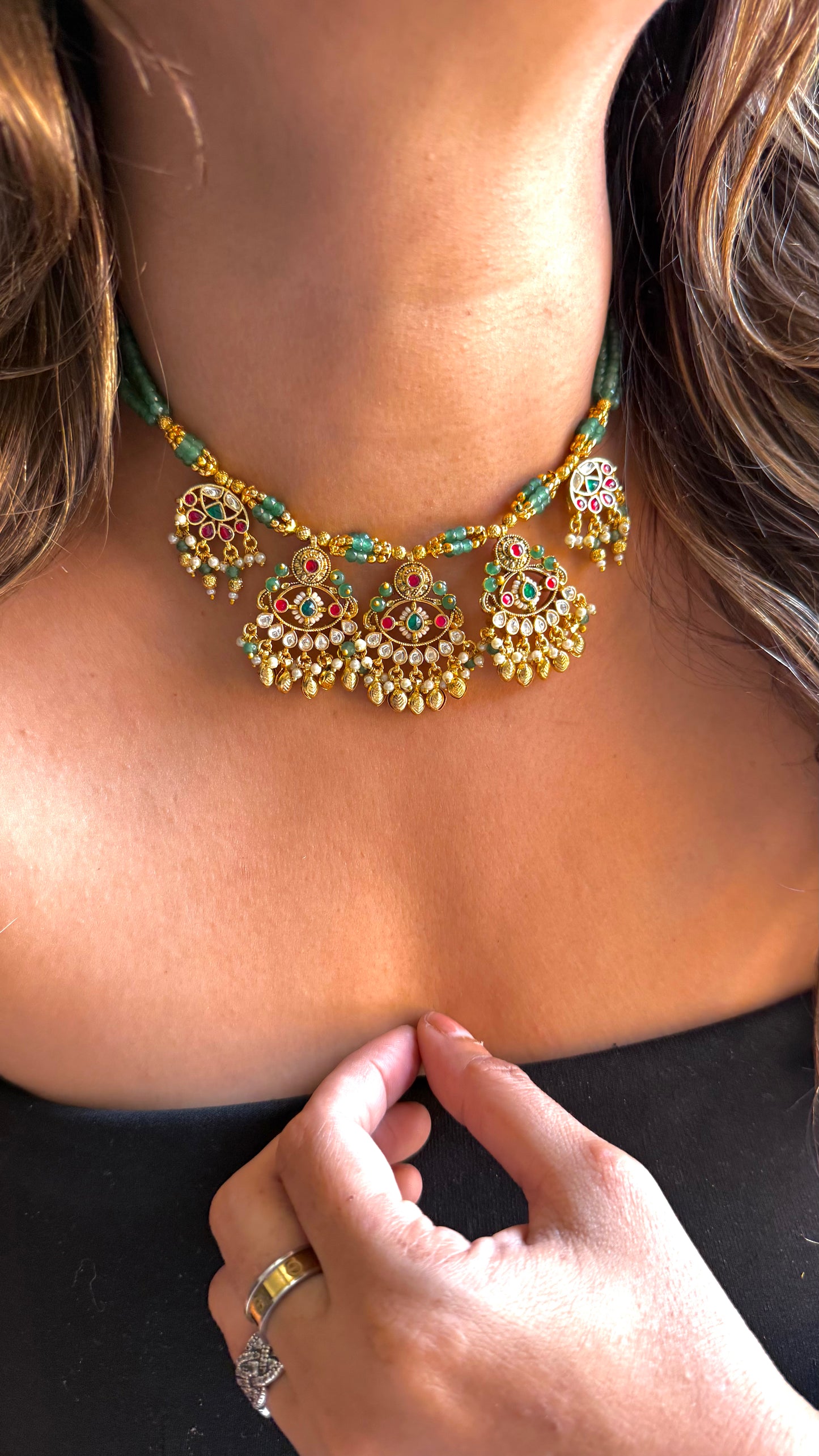 Heritage minimalist Pachi necklace with mint string