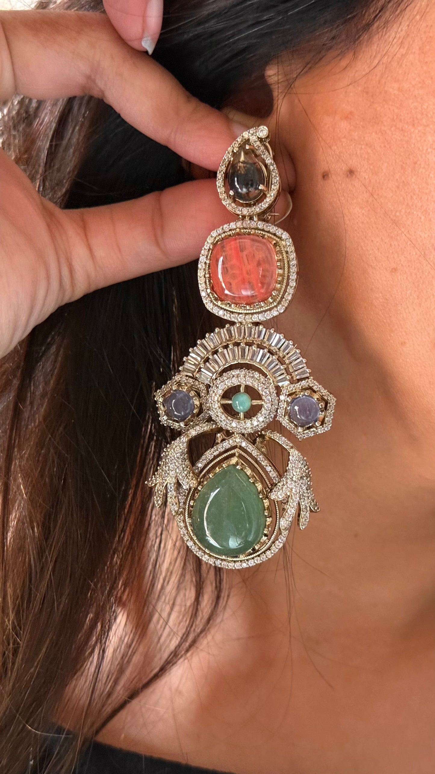 Sabya inspired real stone cocktail earrings
