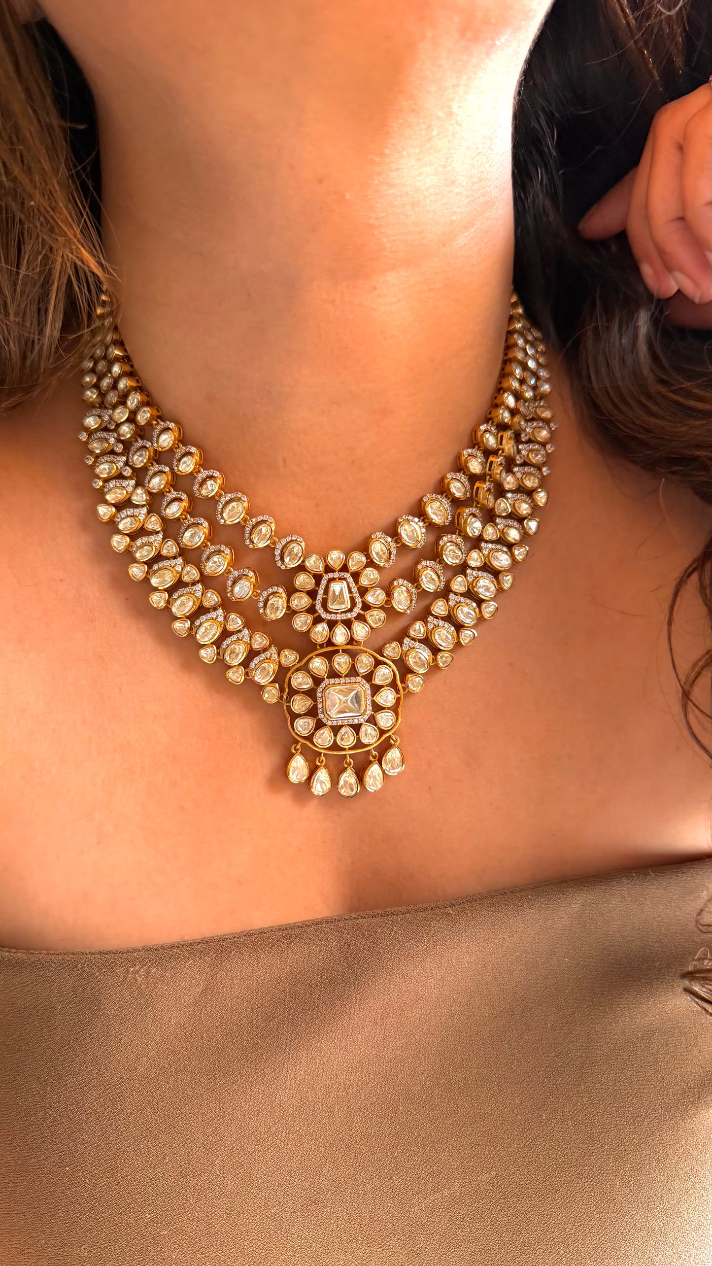 Ria designer bridal Asia LV Polki Necklace